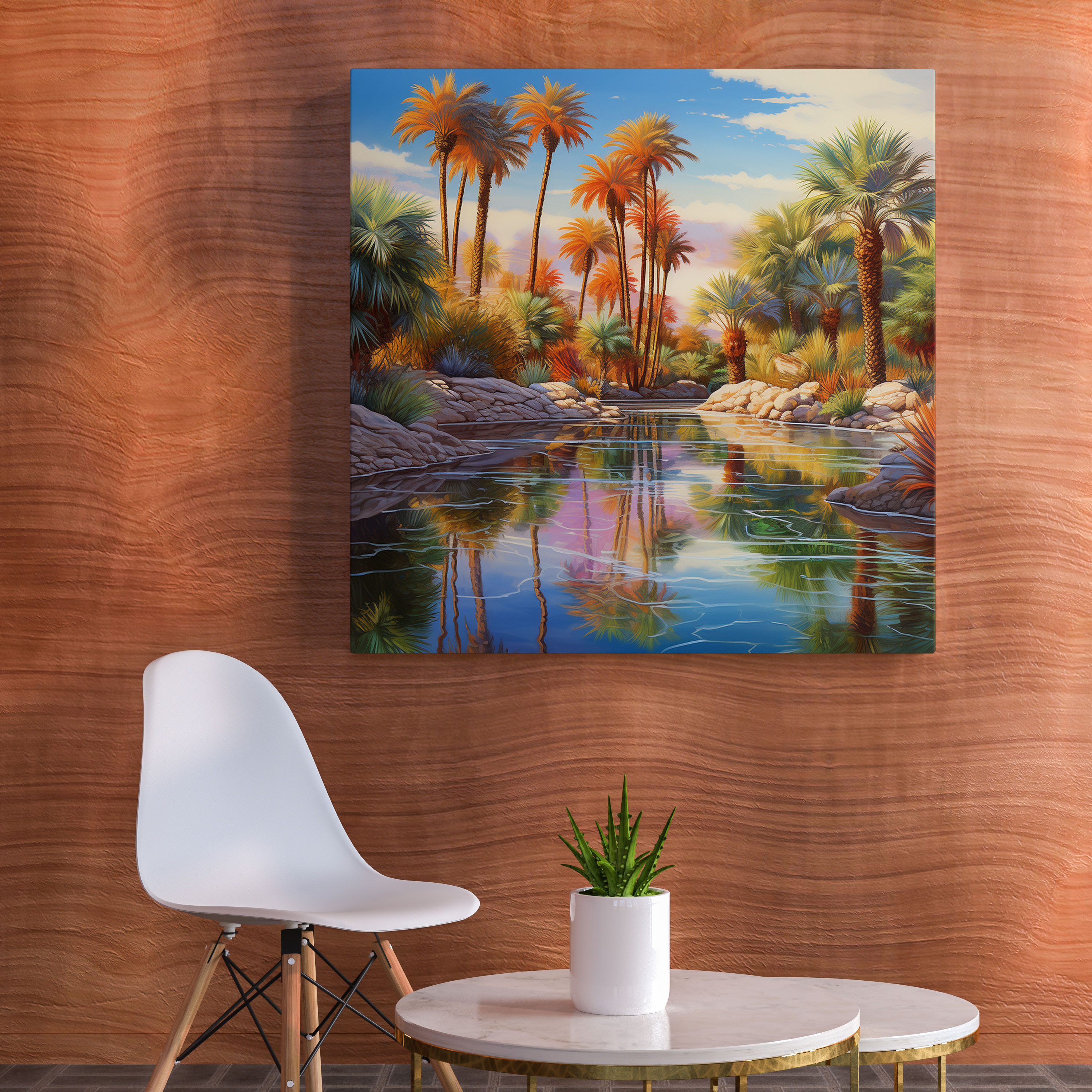 Lush Desert Oasis Canvas Print - Desert, Desert Oasis, Canvas Wall Art, Home Decoration