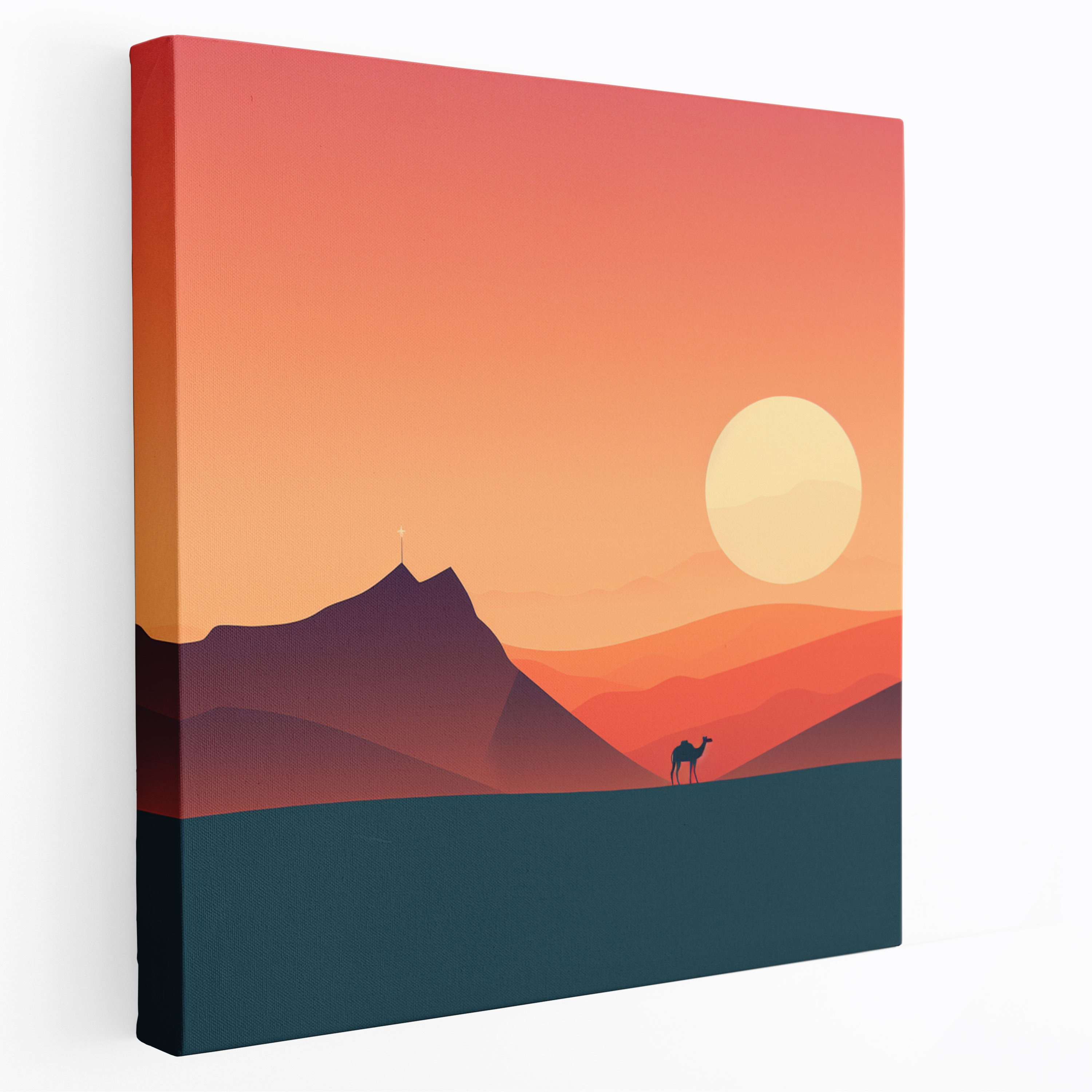 Desert Canvas Print - Minimalist Desert Landscape Wall Decoration - Desert, Silhouetted Camel, Desert, Wall Decoration