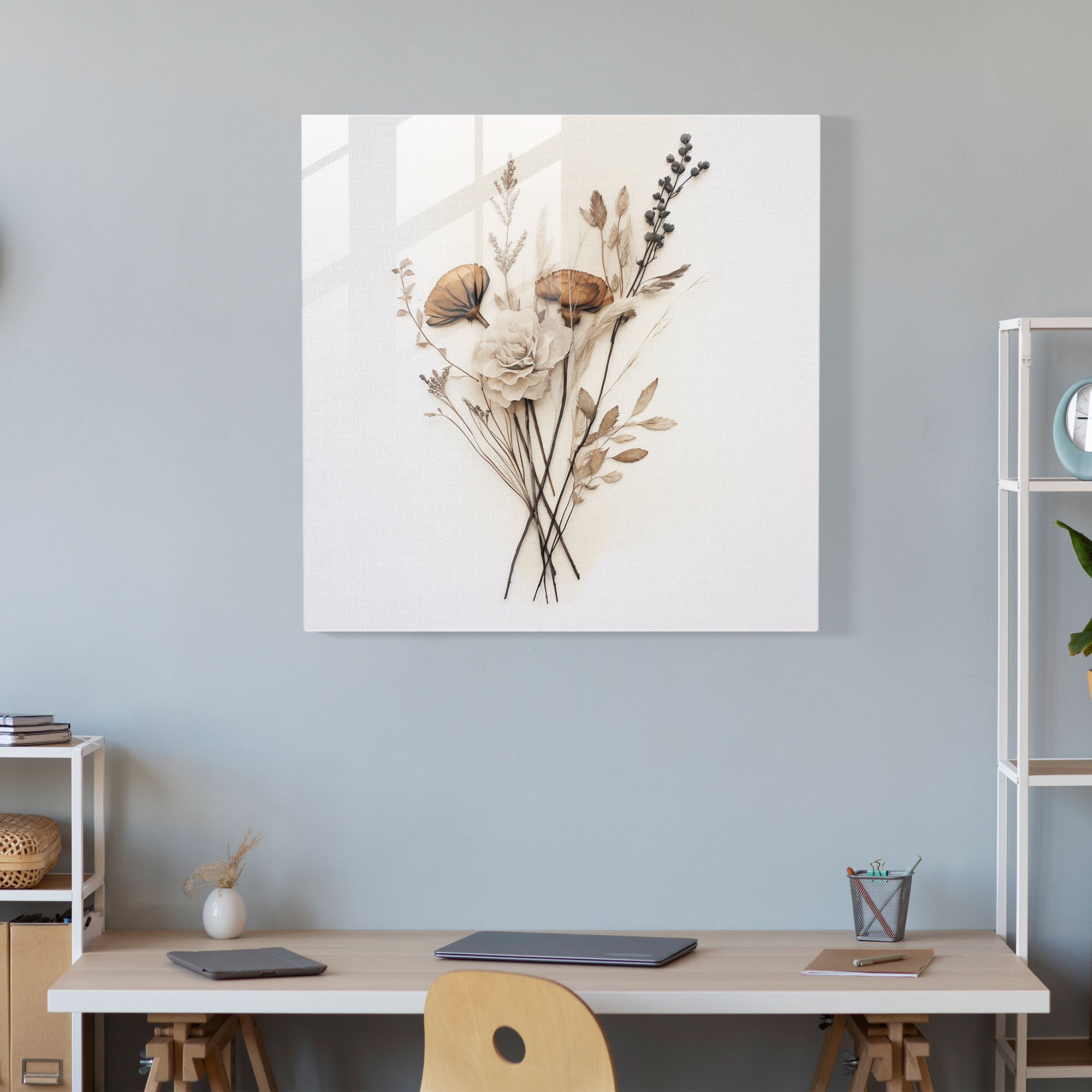 Dry Flower Glass Print - Dry Flower, Watercolor Painting, Glass Wall Art, Home Decoration