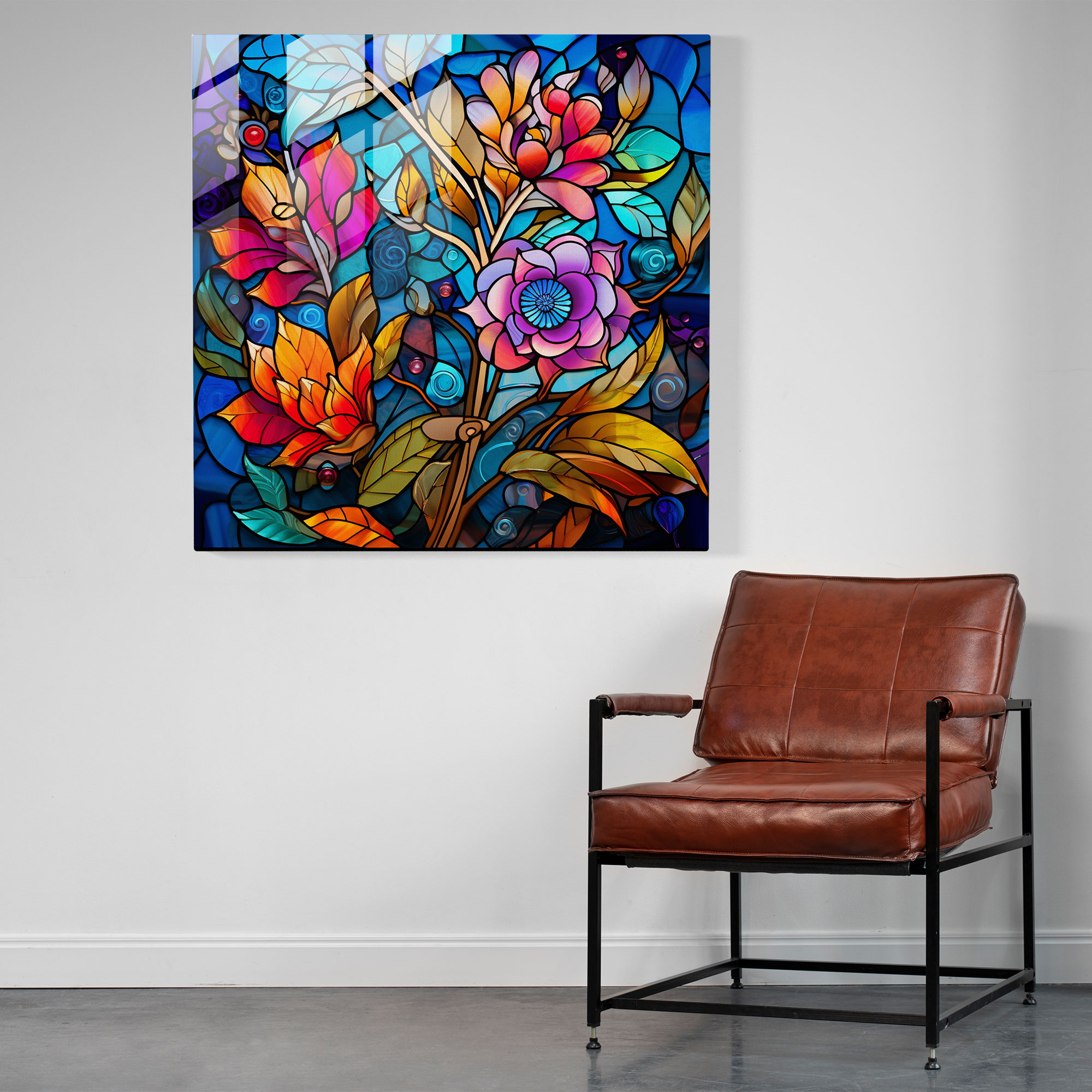 Vibrant Dry Flower Glass Print - Dry Flower, Dry Flower, Intricate Patterns, Vibrant Colors
