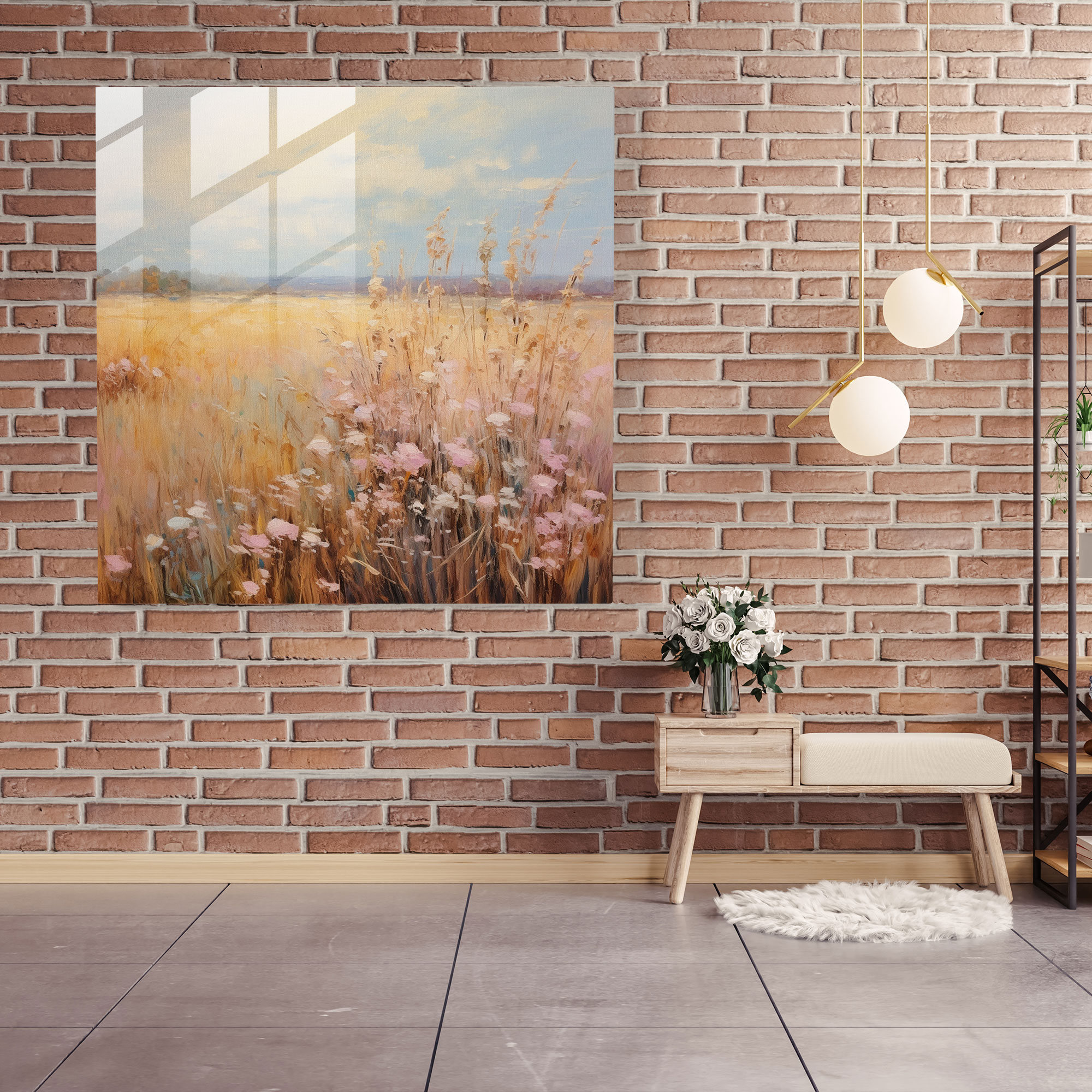 Impressionist Dry Flower Glass Print - Dry Flower, Glass Art, Wall Decoration, Serenity