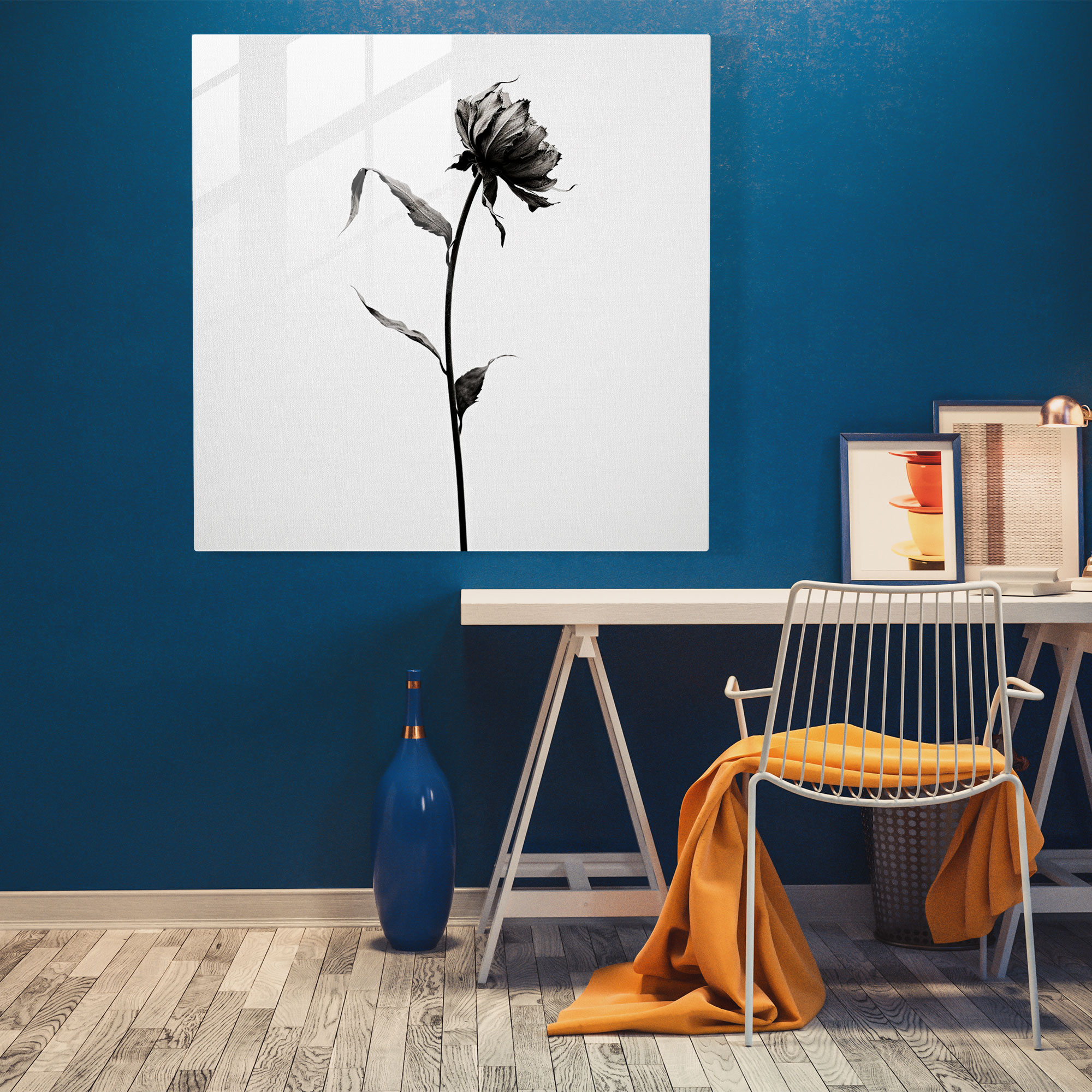 Dry Flower Glass Print - Dry Flower, Modern Art, Sophisticated, Glass Art