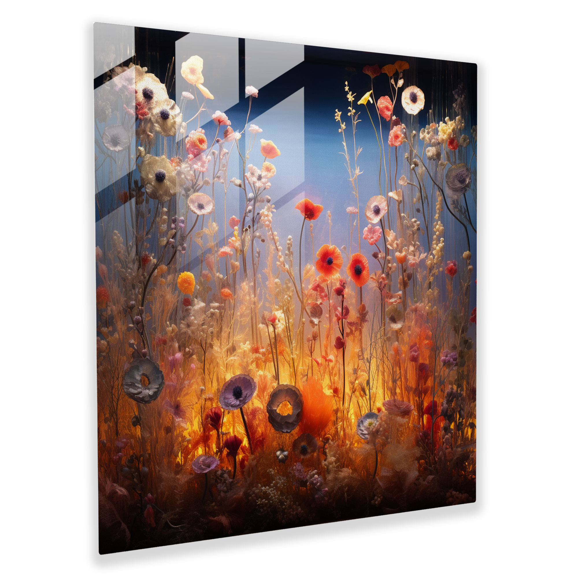 Enchanted Garden Dry Flower Glass Wall Art - Dry Flower, Glass Wall Art, Whimsical, Wall Decoration