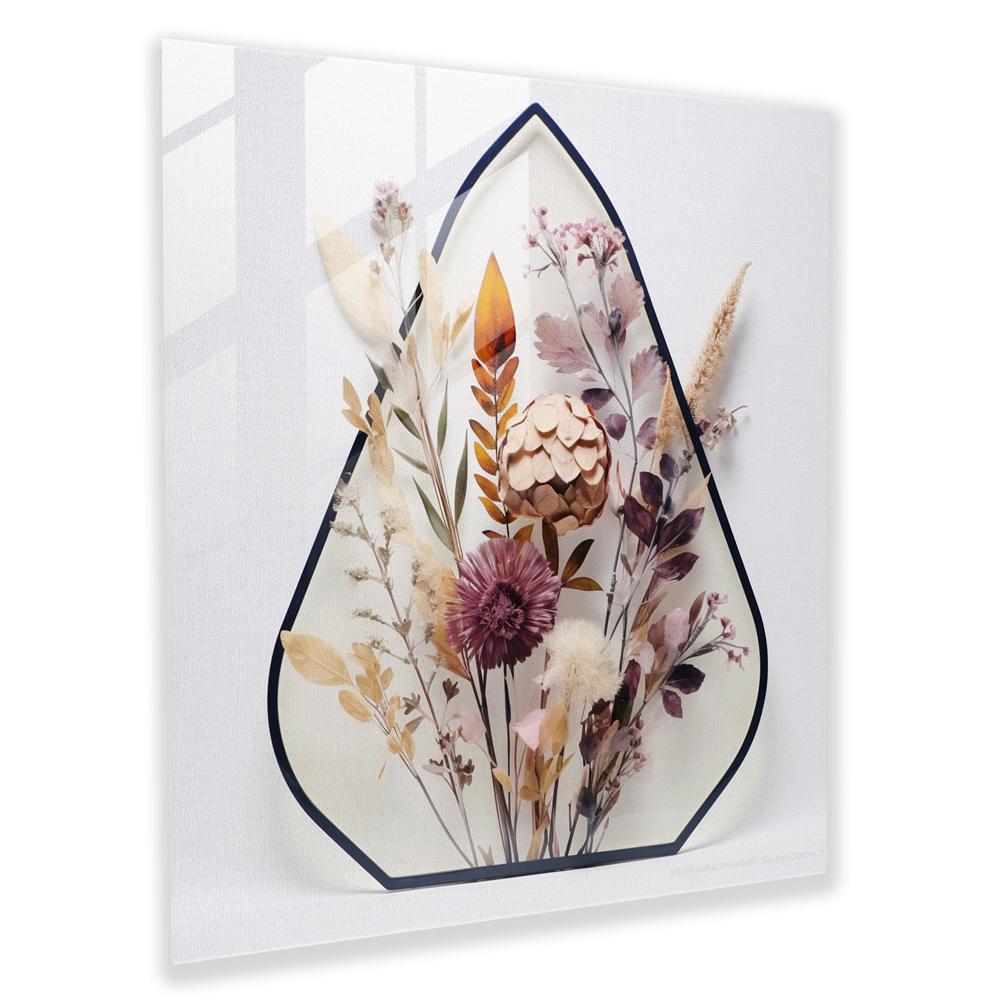 Nature's Geometry Dry Flower Glass Print - Dry Flower, Dry Flower, Geometric, Glass Art