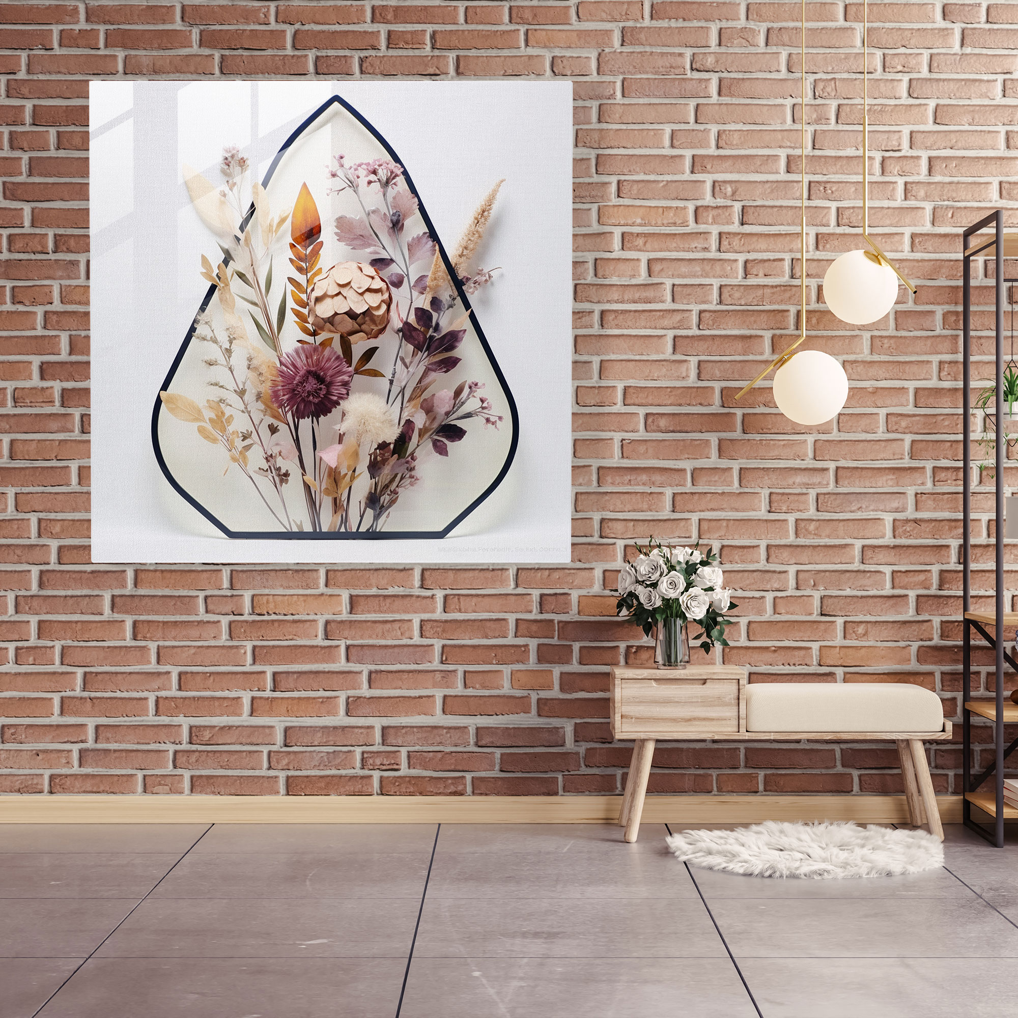 Nature's Geometry Dry Flower Glass Print - Dry Flower, Dry Flower, Geometric, Glass Art