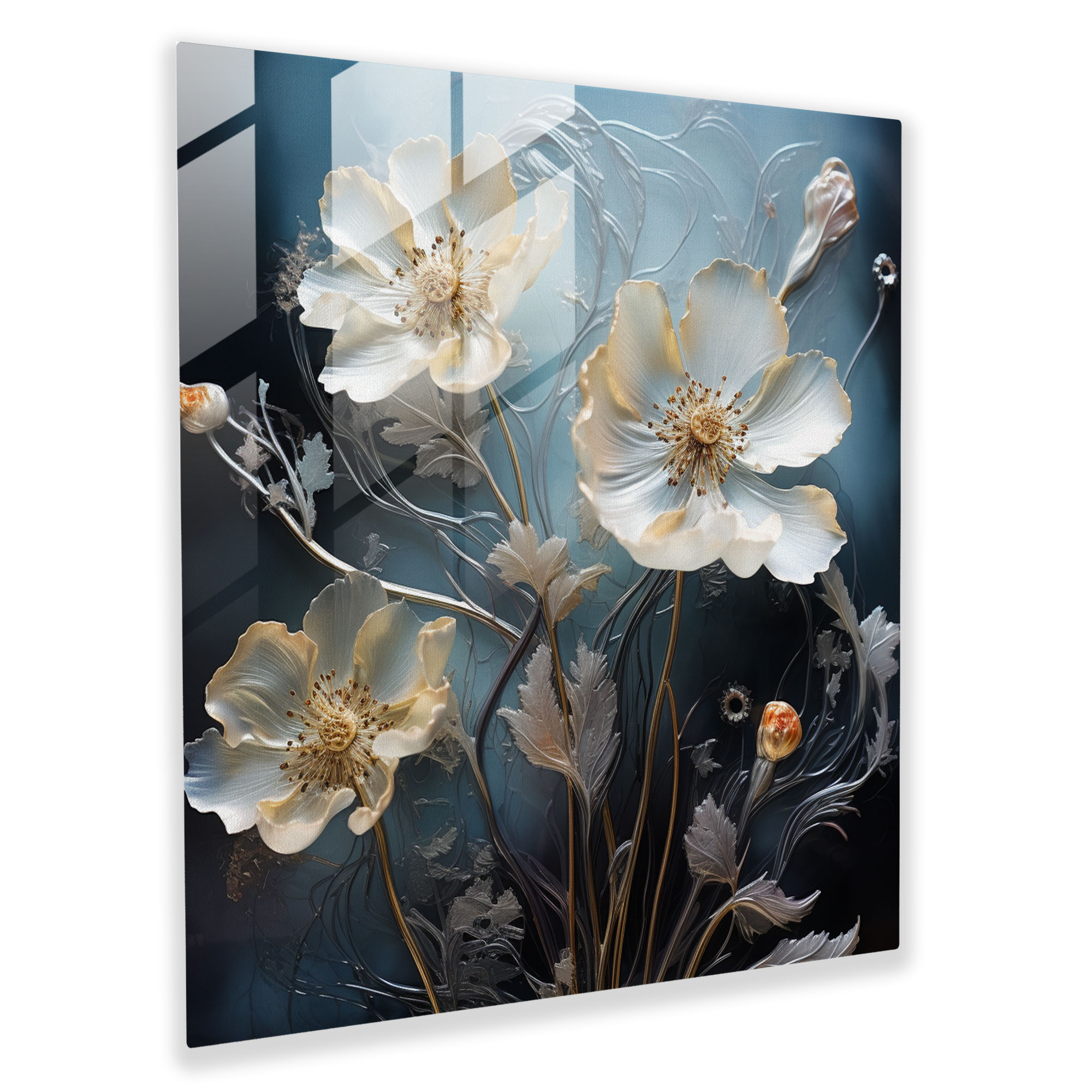 Mystical Petals Dry Flower Glass Painting - Dry Flower, Glass Print, Glass Art, Wall Decoration