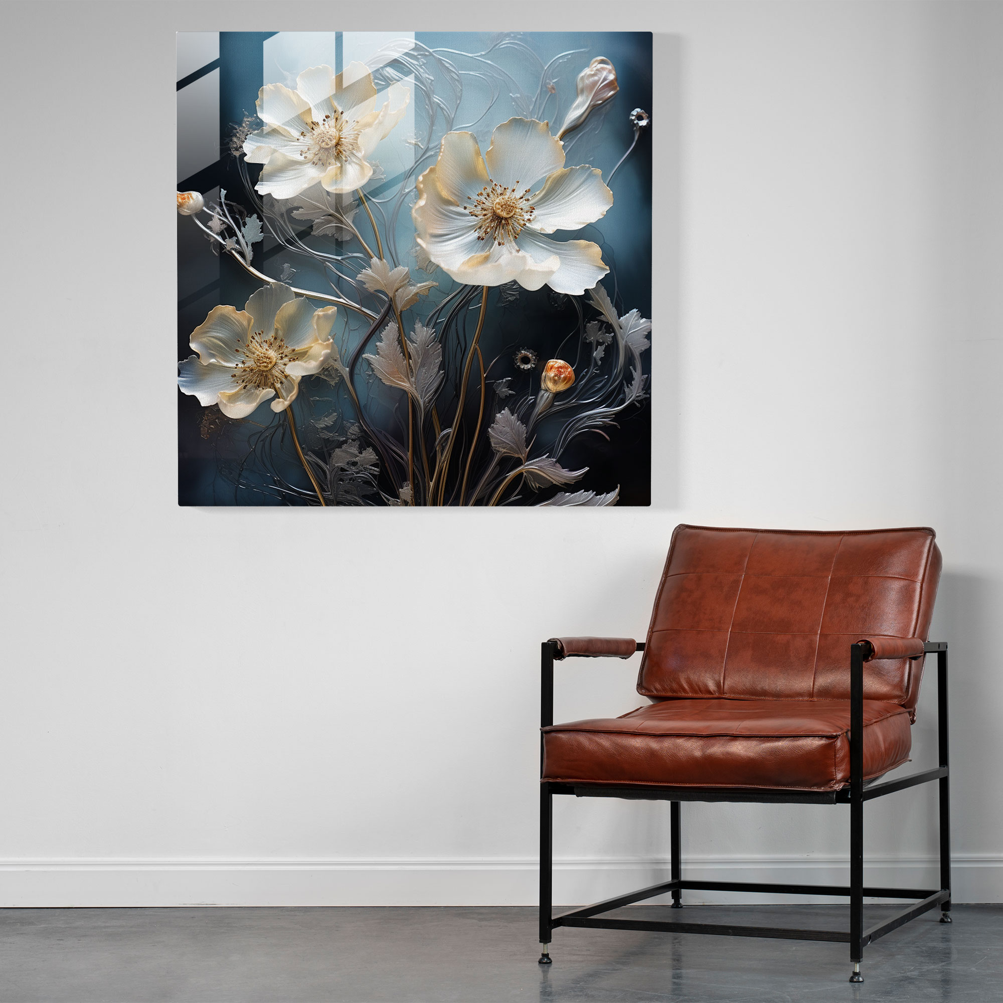Mystical Petals Dry Flower Glass Painting - Dry Flower, Glass Print, Glass Art, Wall Decoration