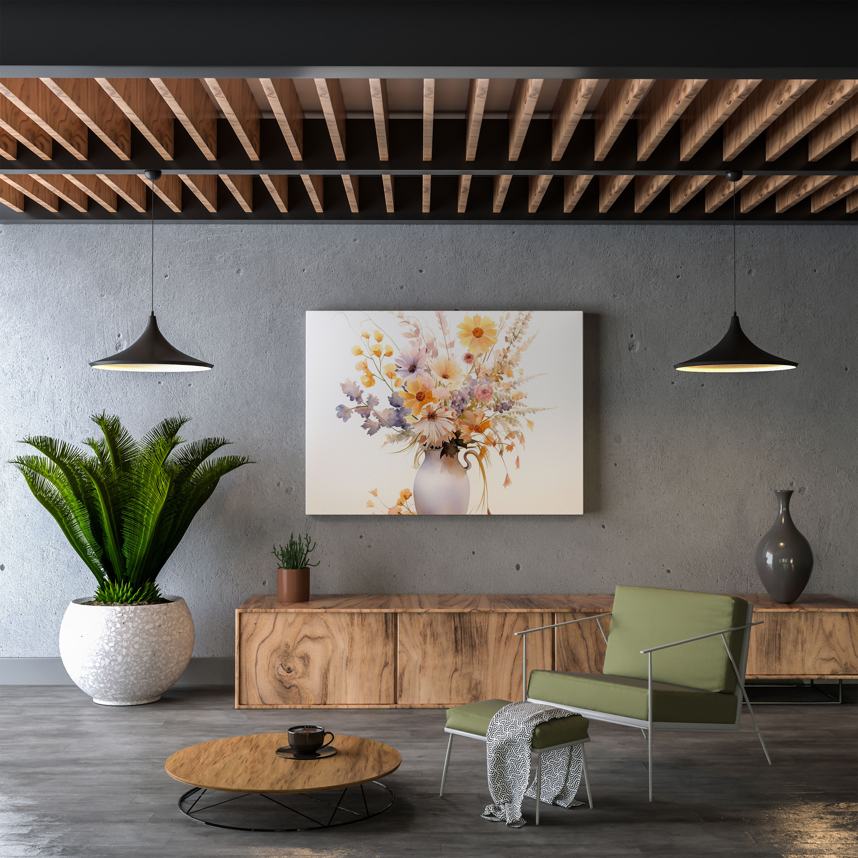 Dry Flower Watercolor Canvas Print - Dry Flower, Wall Decoration, Canvas Print, Canvas