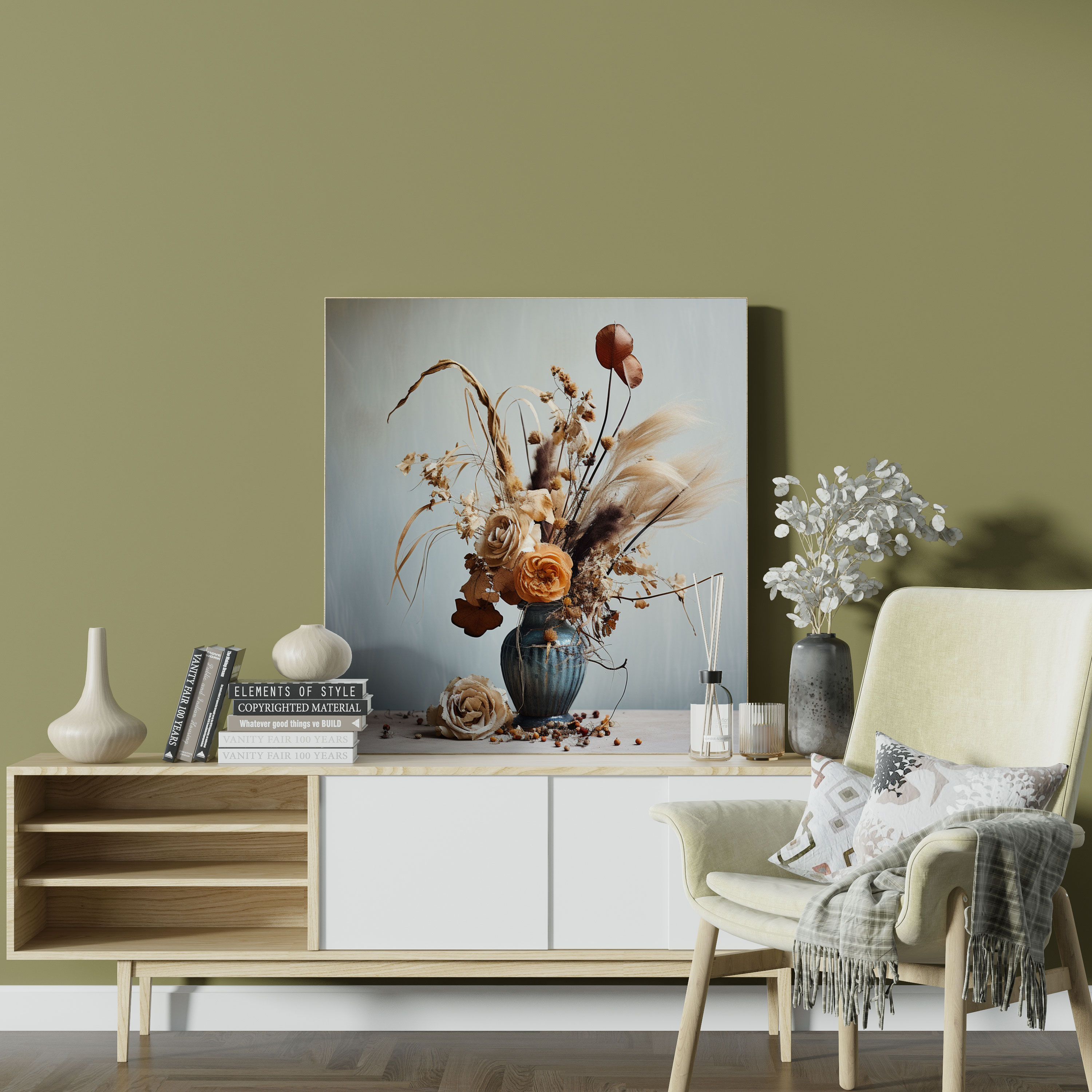 Vintage Dry Flower Canvas Print - Dry Flower, Timelessness, Nostalgia, Wall Art