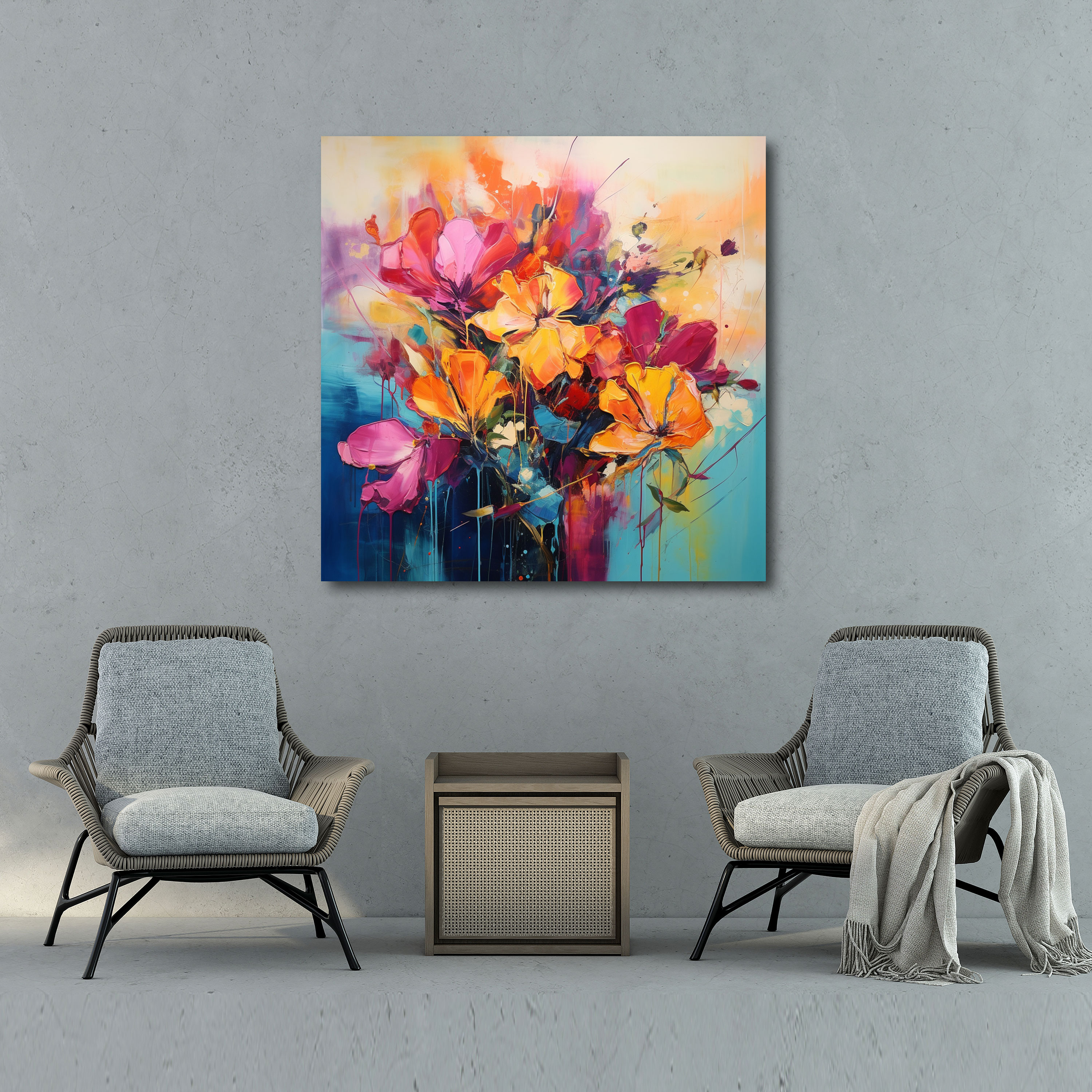 Abstract Dry Flower Canvas Print - Dry Flower, Wall Decoration, Dry Flower, Lively Composition