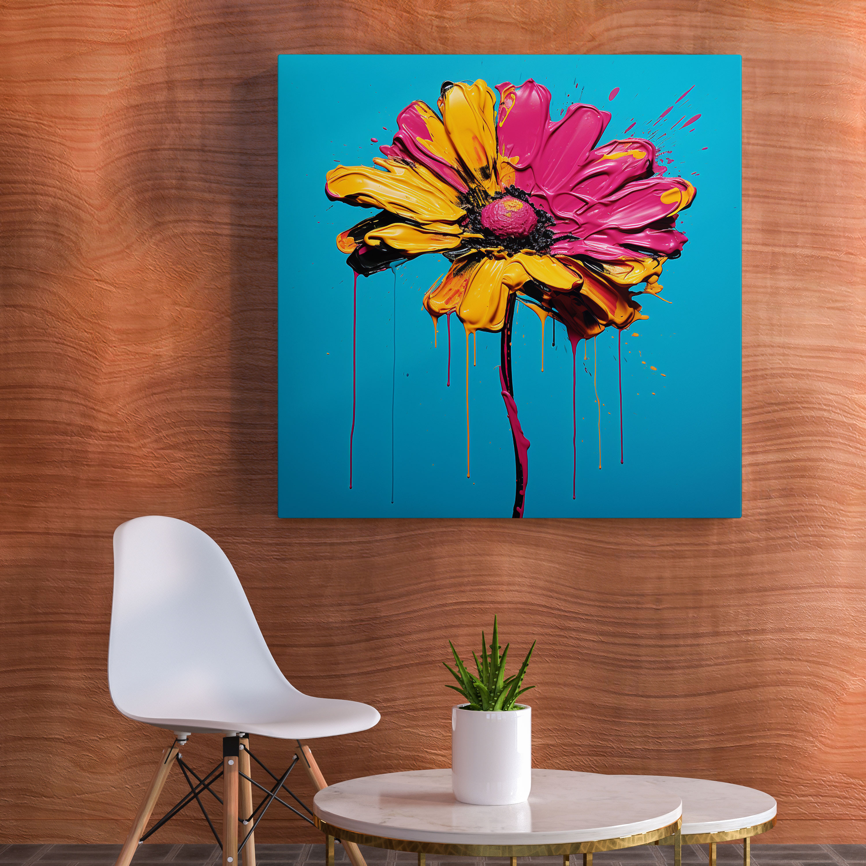 Pop Art Dry Flower Canvas Print - Dry Flower, Canvas Wall Art, Contemporary Element, Vibrant Colors