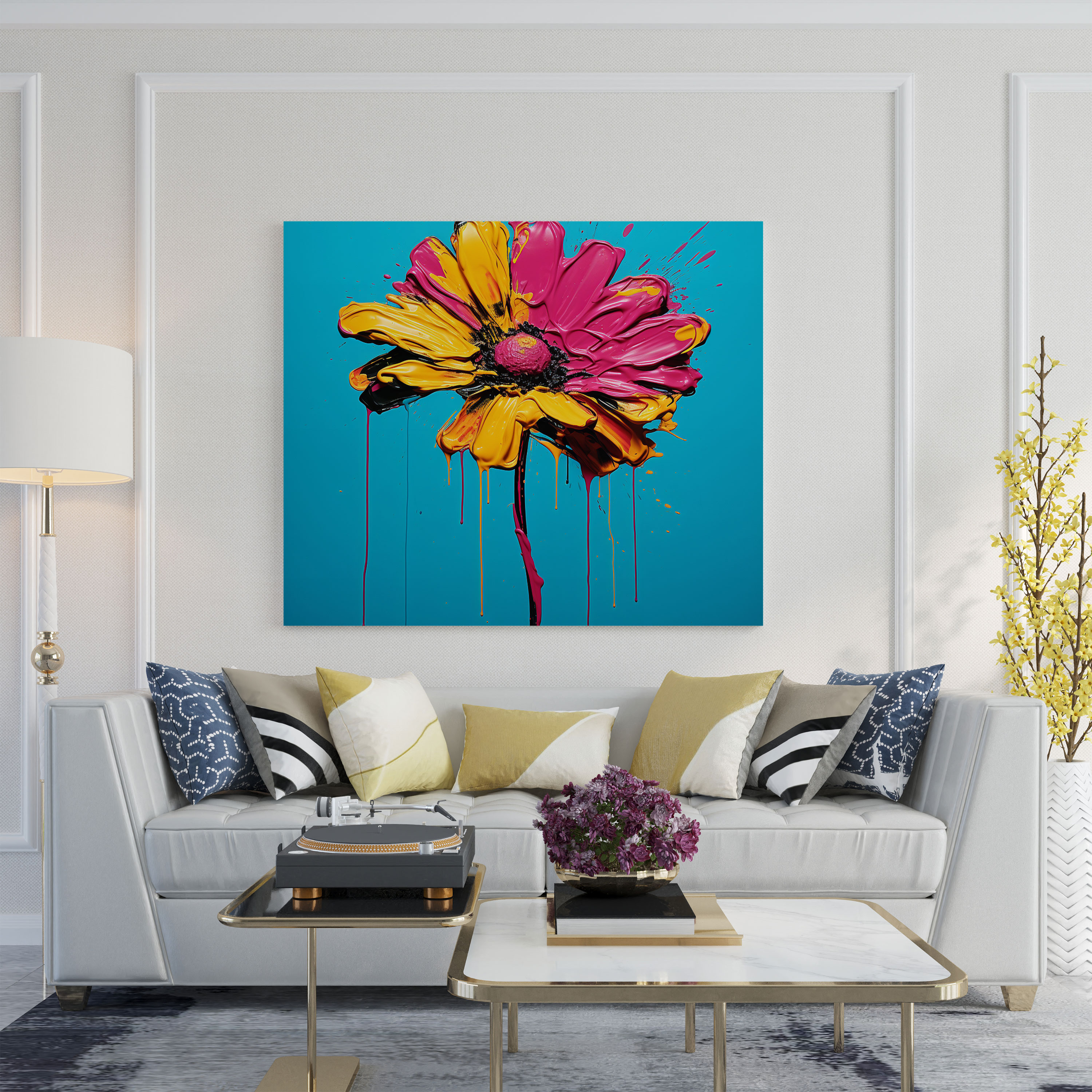 Pop Art Dry Flower Canvas Print - Dry Flower, Canvas Wall Art, Contemporary Element, Vibrant Colors