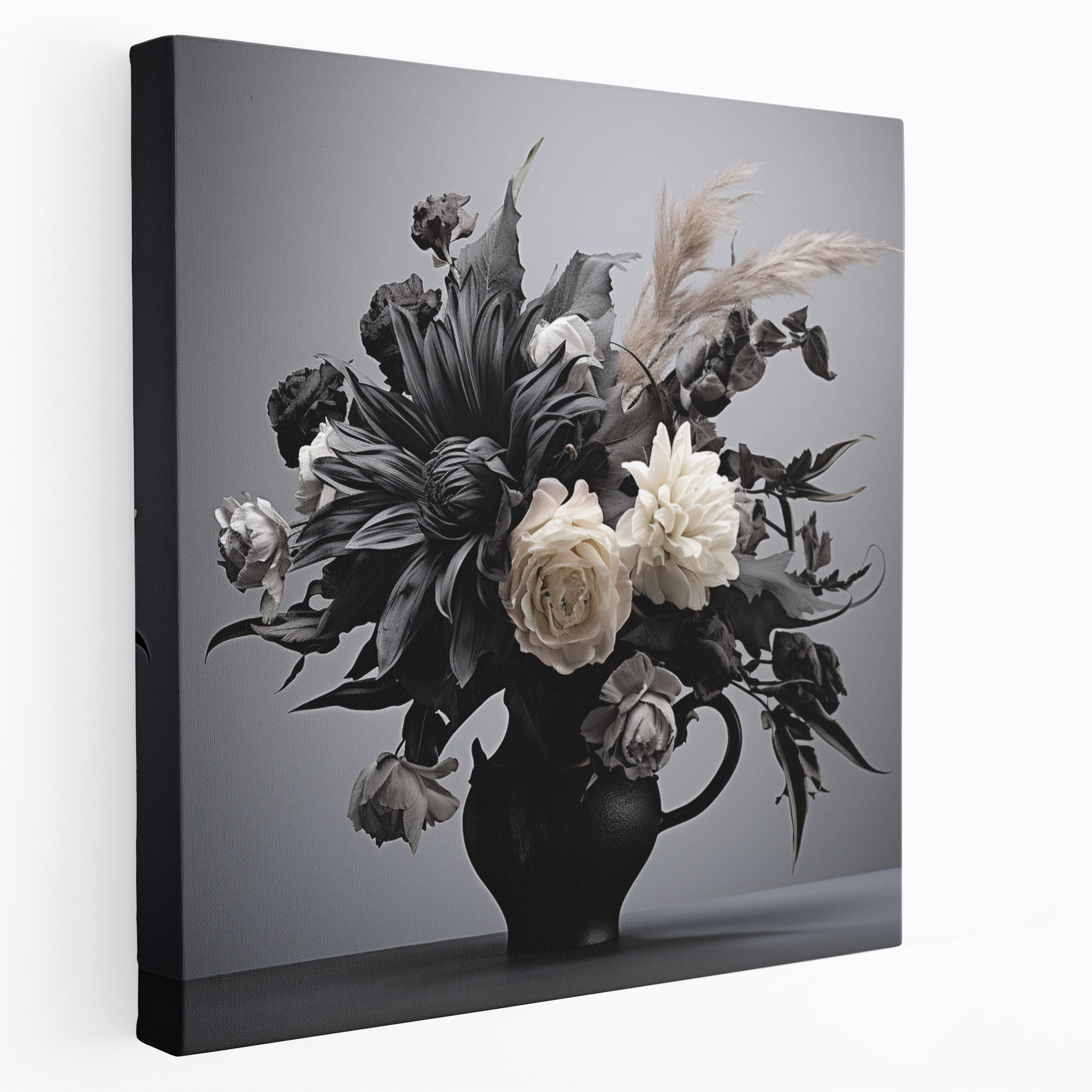 Monochromatic Dry Flower Canvas Print - Dry Flower, Home Decoration, Wall Art, Monochromatic Photograph