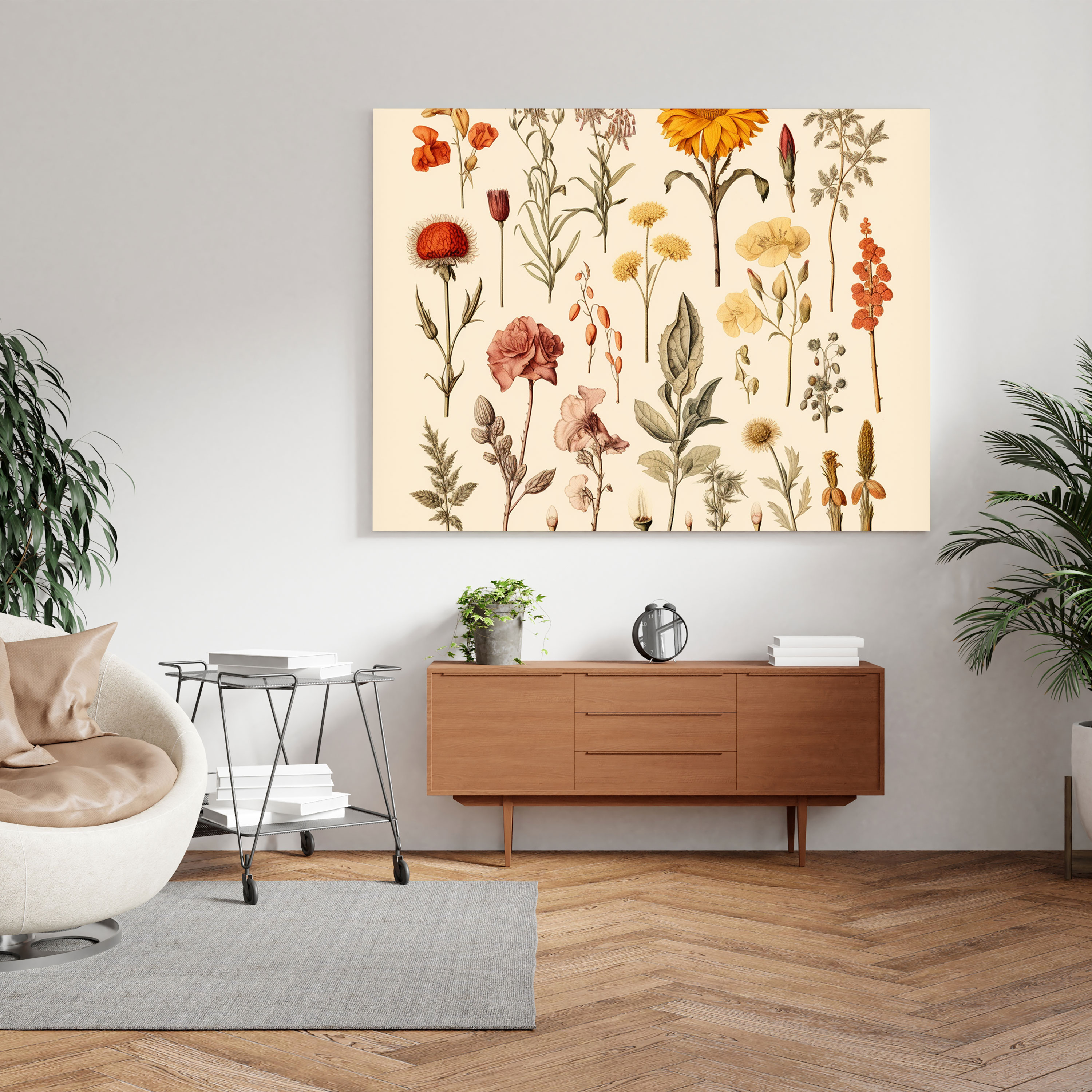 Vintage Dried Flower Canvas Print - Dry Flower, Wall Decoration, Collection Of Dried Flowers, Dry Flower