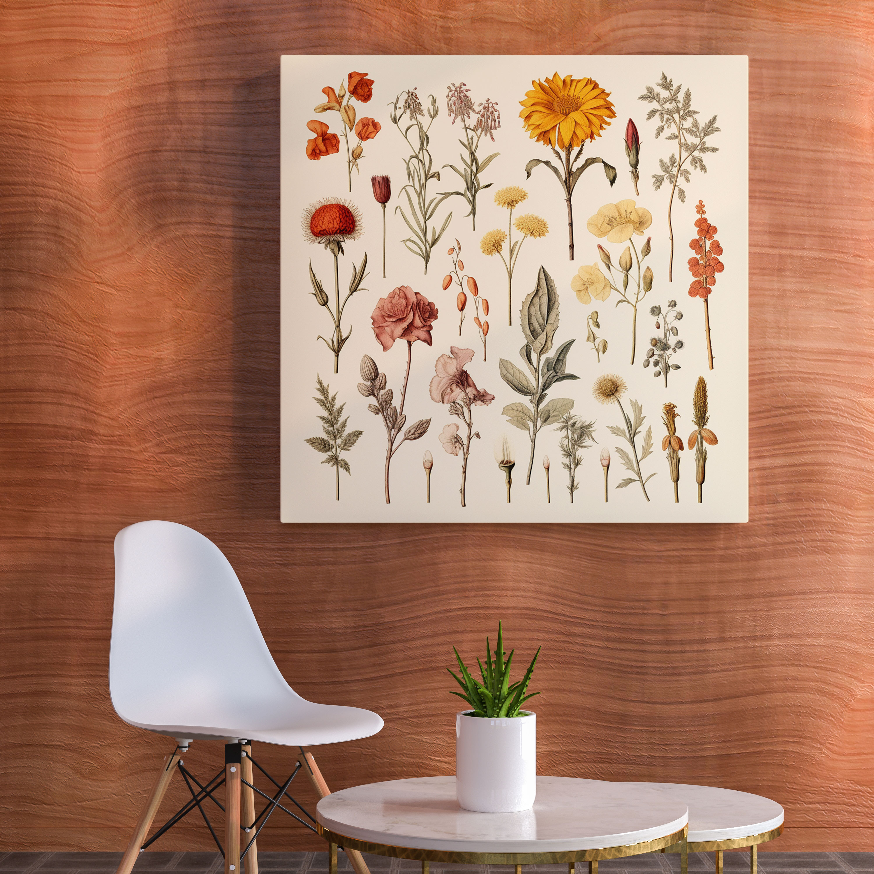 Vintage Dried Flower Canvas Print - Dry Flower, Wall Decoration, Collection Of Dried Flowers, Dry Flower