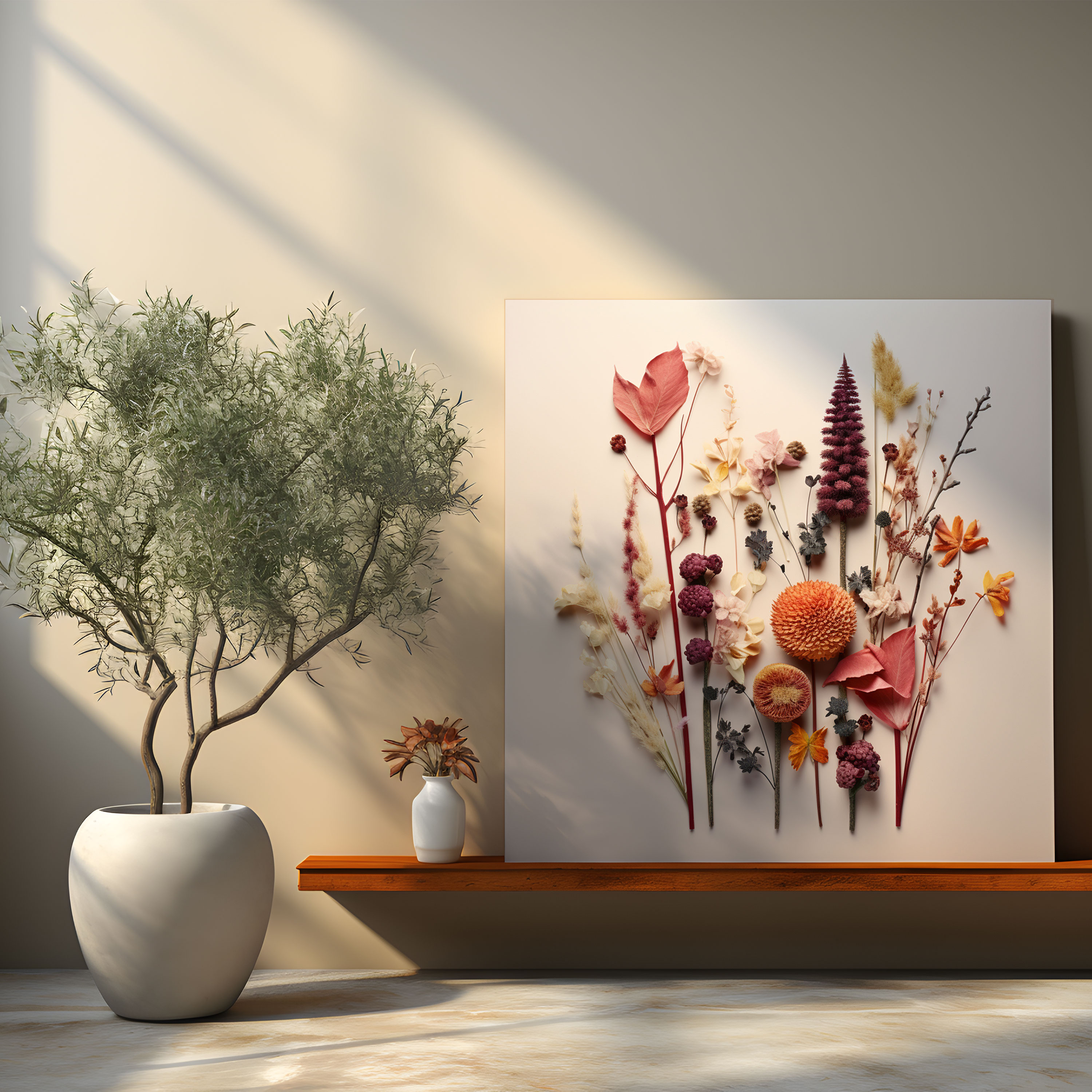 Geometric Dried Flower Canvas Print - Dry Flower, Modern Twist, Geometric Pattern, Contemporary Graphic Design