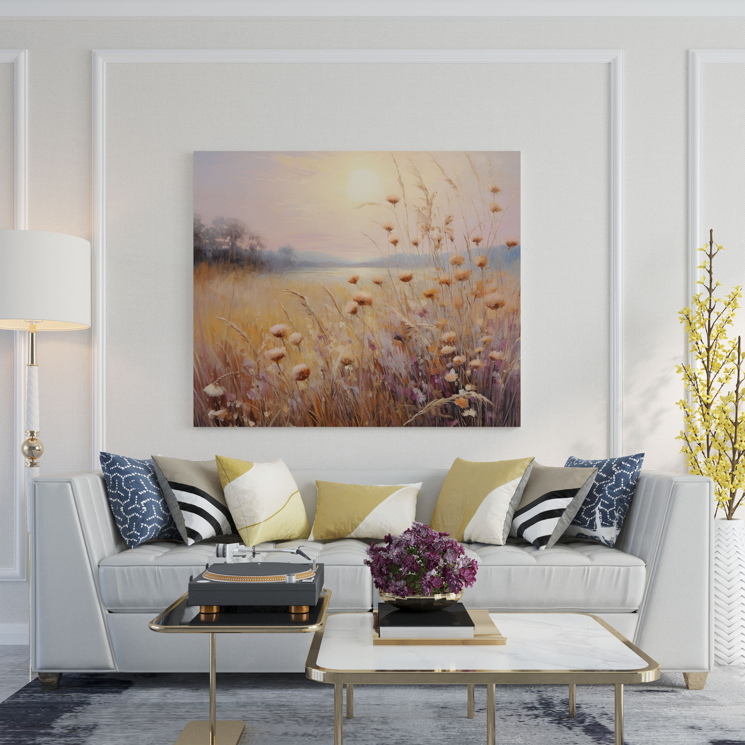 Tranquil Dried Flower Canvas Print - Dry Flower, Canvas, Impressionist Painting, Wall Decoration