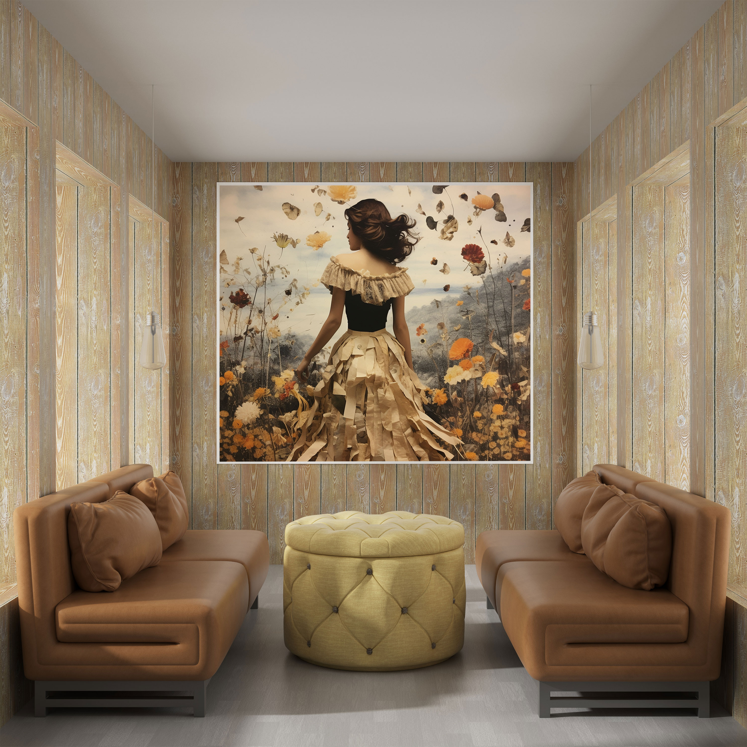 Nature's Nostalgia Dried Flower Canvas Print - Dry Flower, Collage Artwork, Canvas Print, Wall Art
