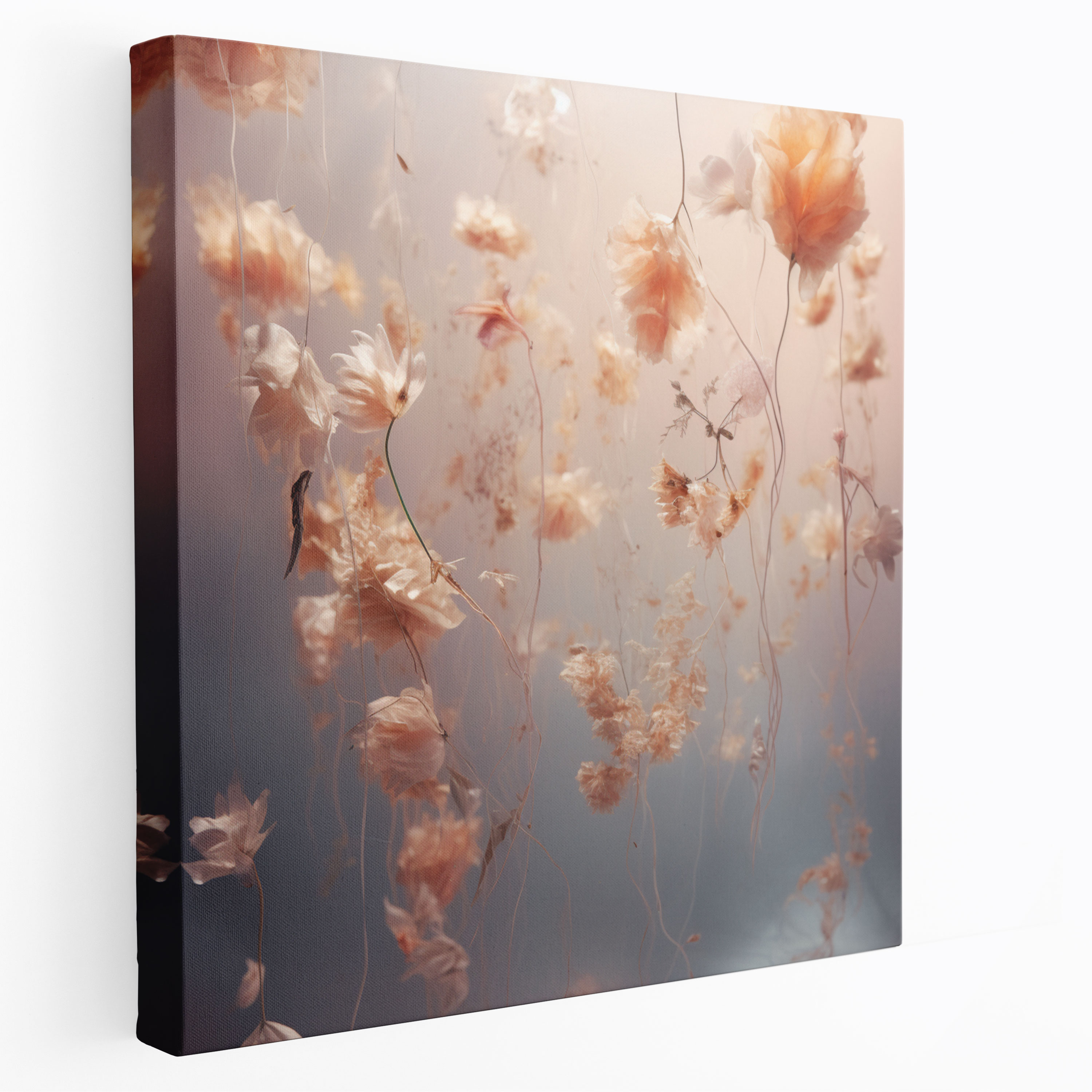 Ethereal Dried Flower Canvas Print - Dry Flower, Ethereal Atmosphere, Surreal Digital Art, Dried Flowers Floating