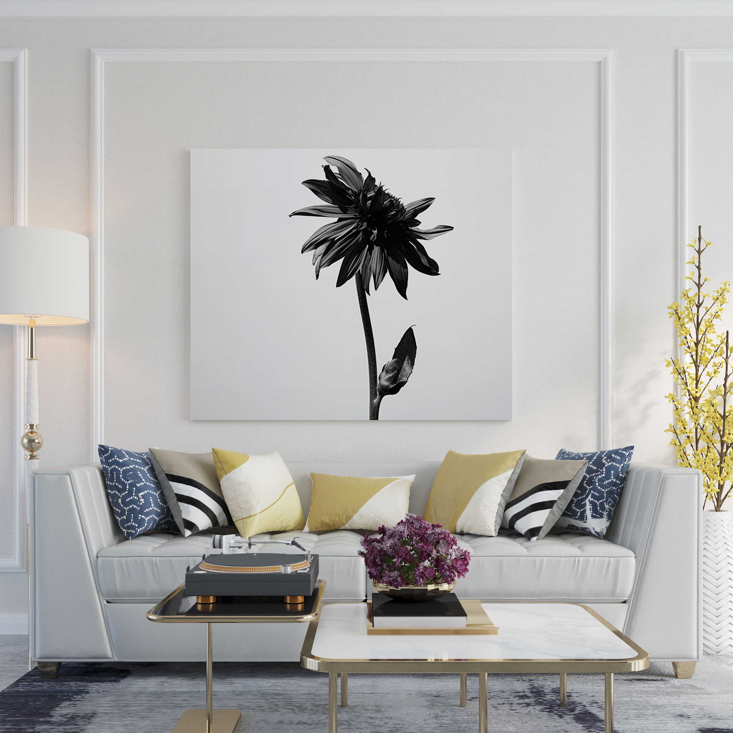 Dry Flower Black And White Canvas Print - Dry Flower, Canvas Wall Art, Canvas, Canvas Print
