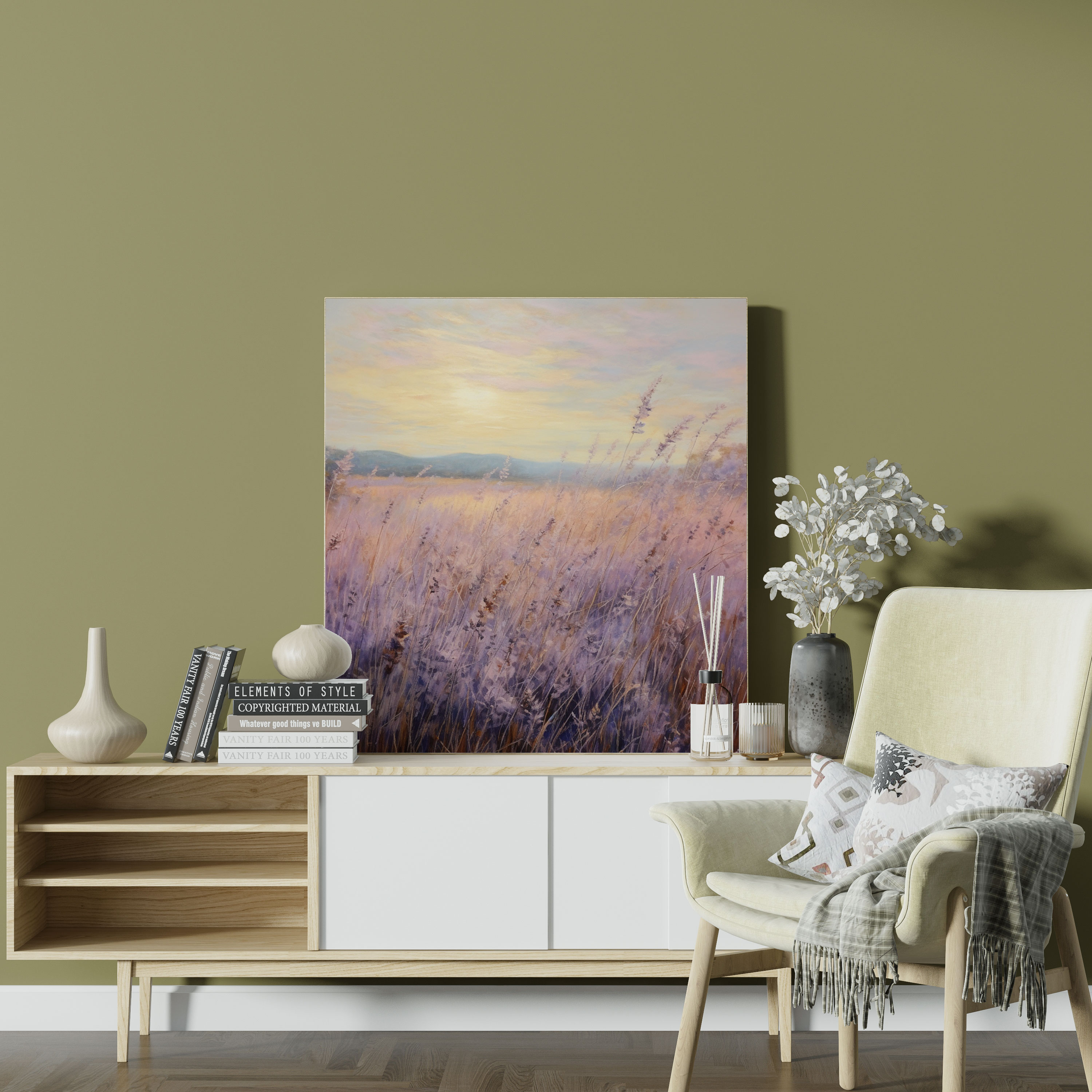 Dry Flower Lavender Field Canvas Print - Dry Flower, Home Decoration, Canvas Print, Wall Decoration