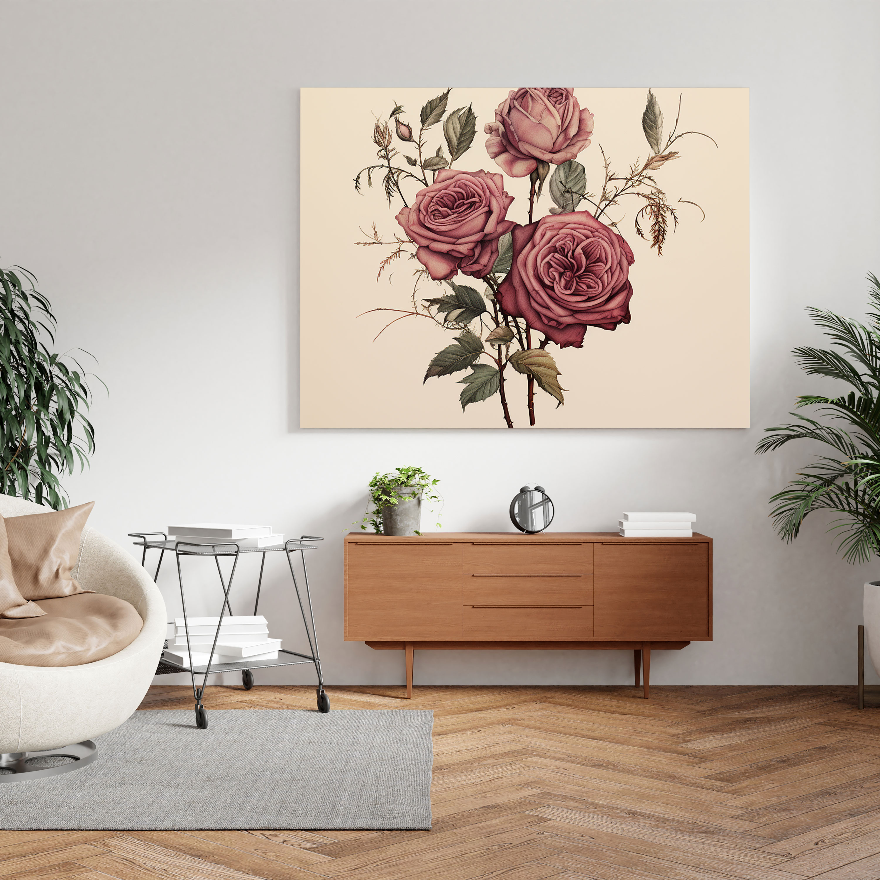 Dry Flower Botanical Study Canvas Print - Dry Flower, Wall Decoration, Wall Art, Canvas Wall Art