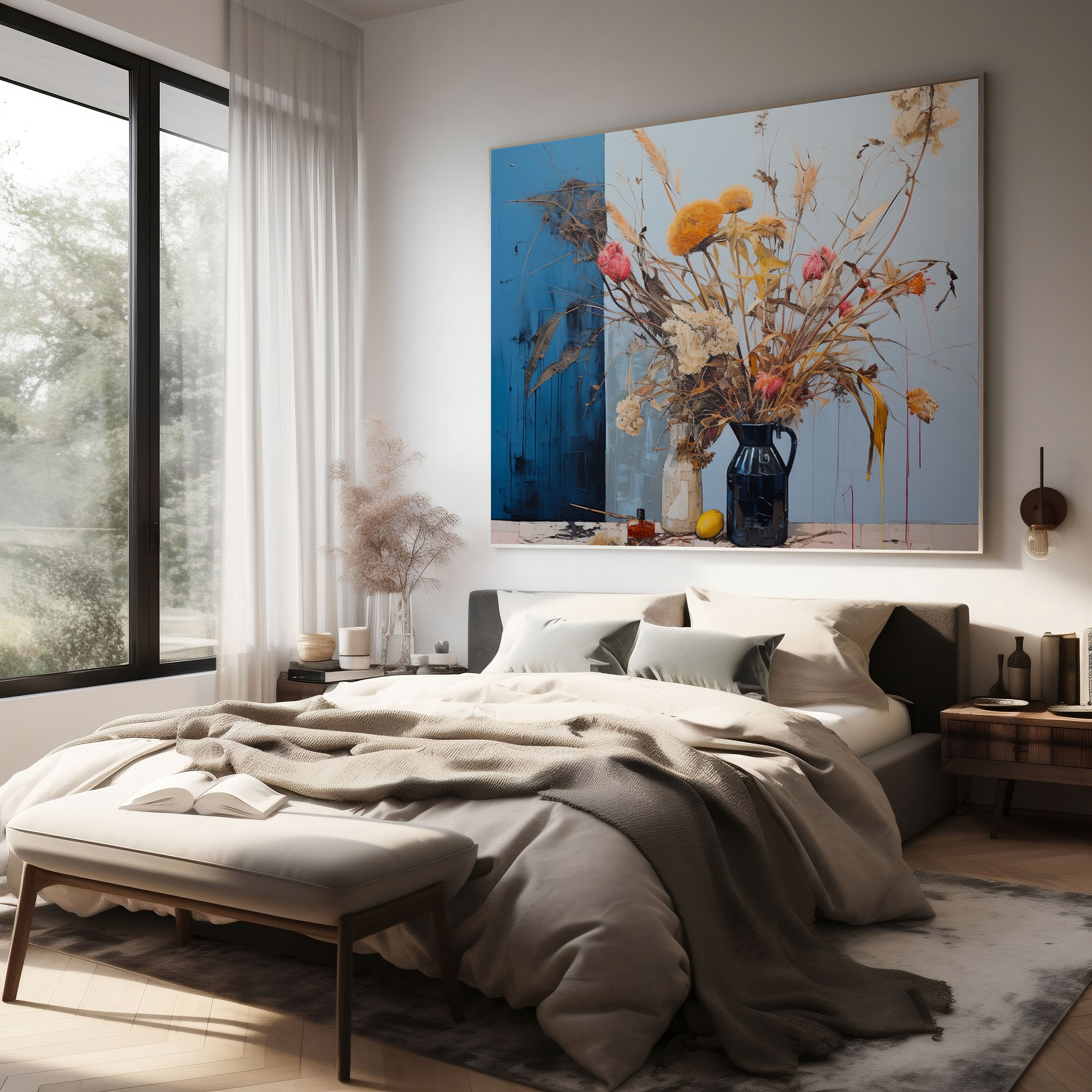Dry Flower Still Life Canvas Print - Dry Flower, Flower Arrangements, Contemporary, Wall Decoration