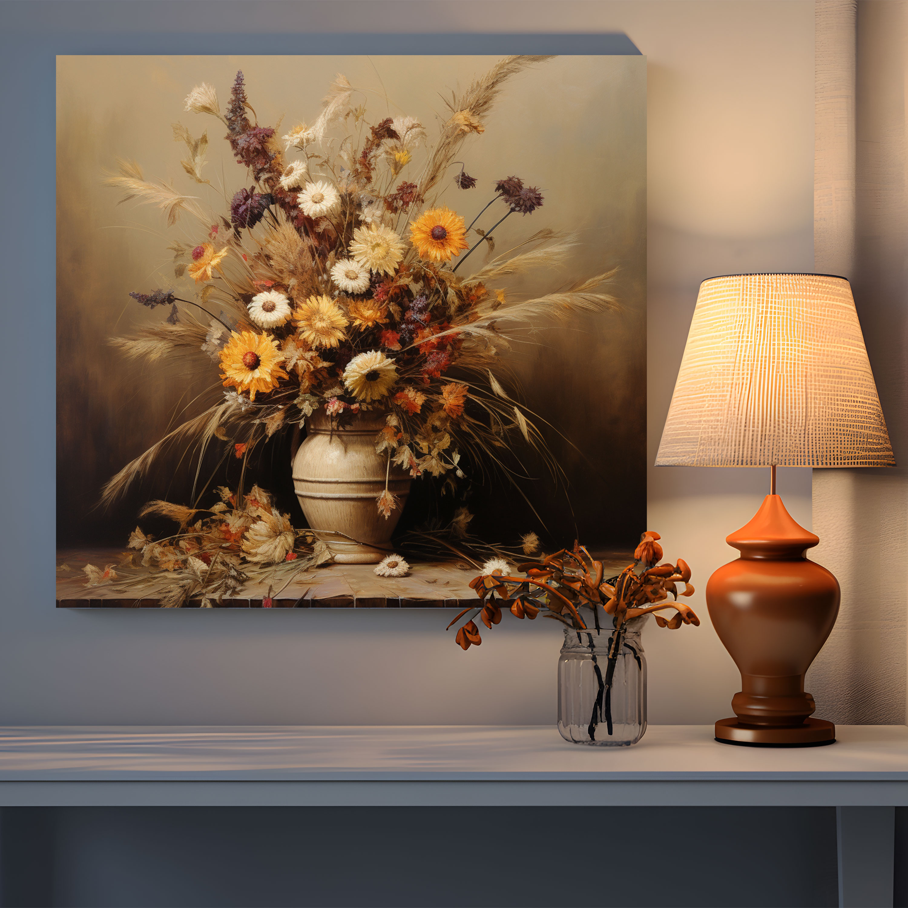 Realistic Dry Flower Canvas Print - Dry Flower, Natural Setting, Canvas, Canvas Print