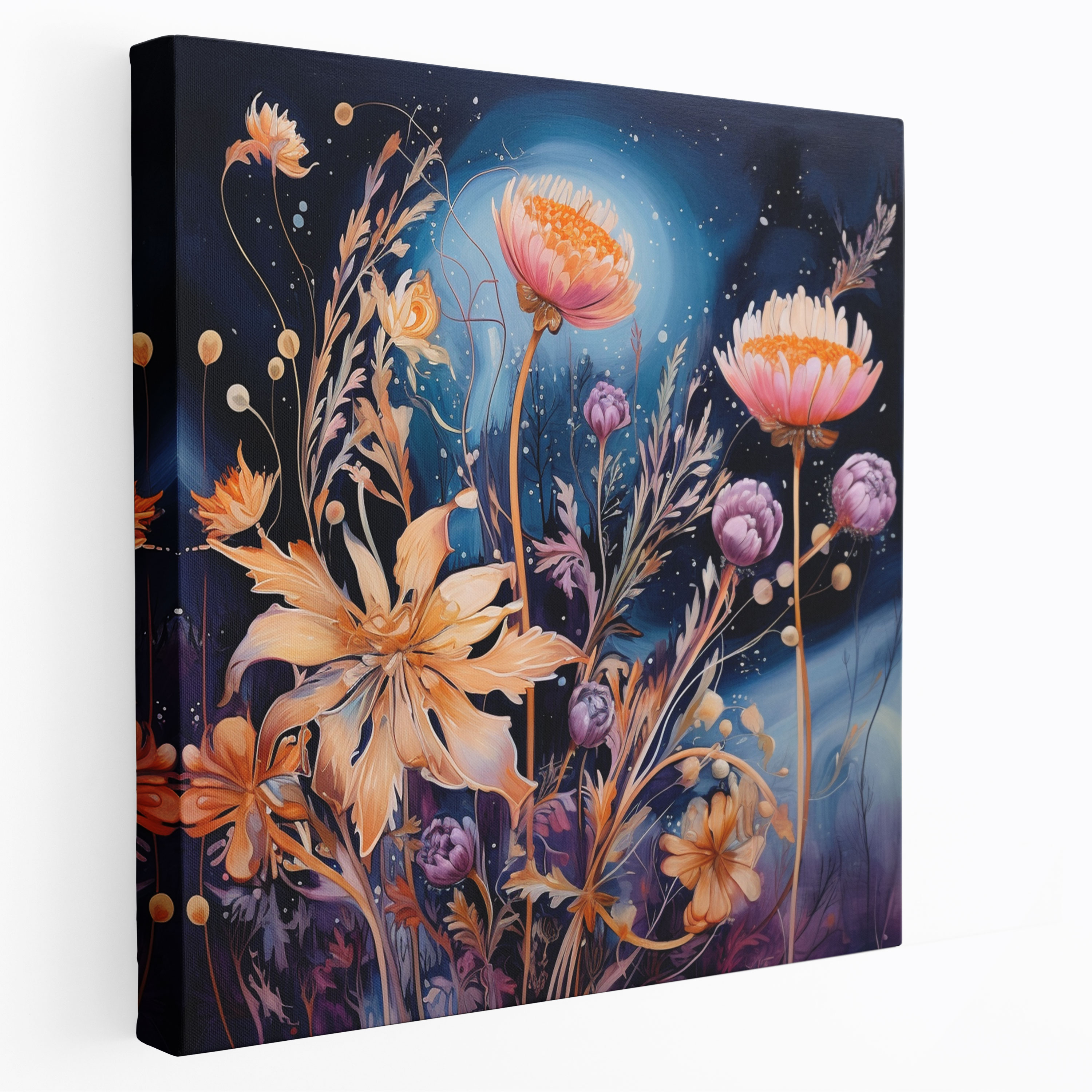 Whimsical Dry Flower Canvas Print - Dry Flower, Whimsical Painting, Dreamy Colors, Home Decoration