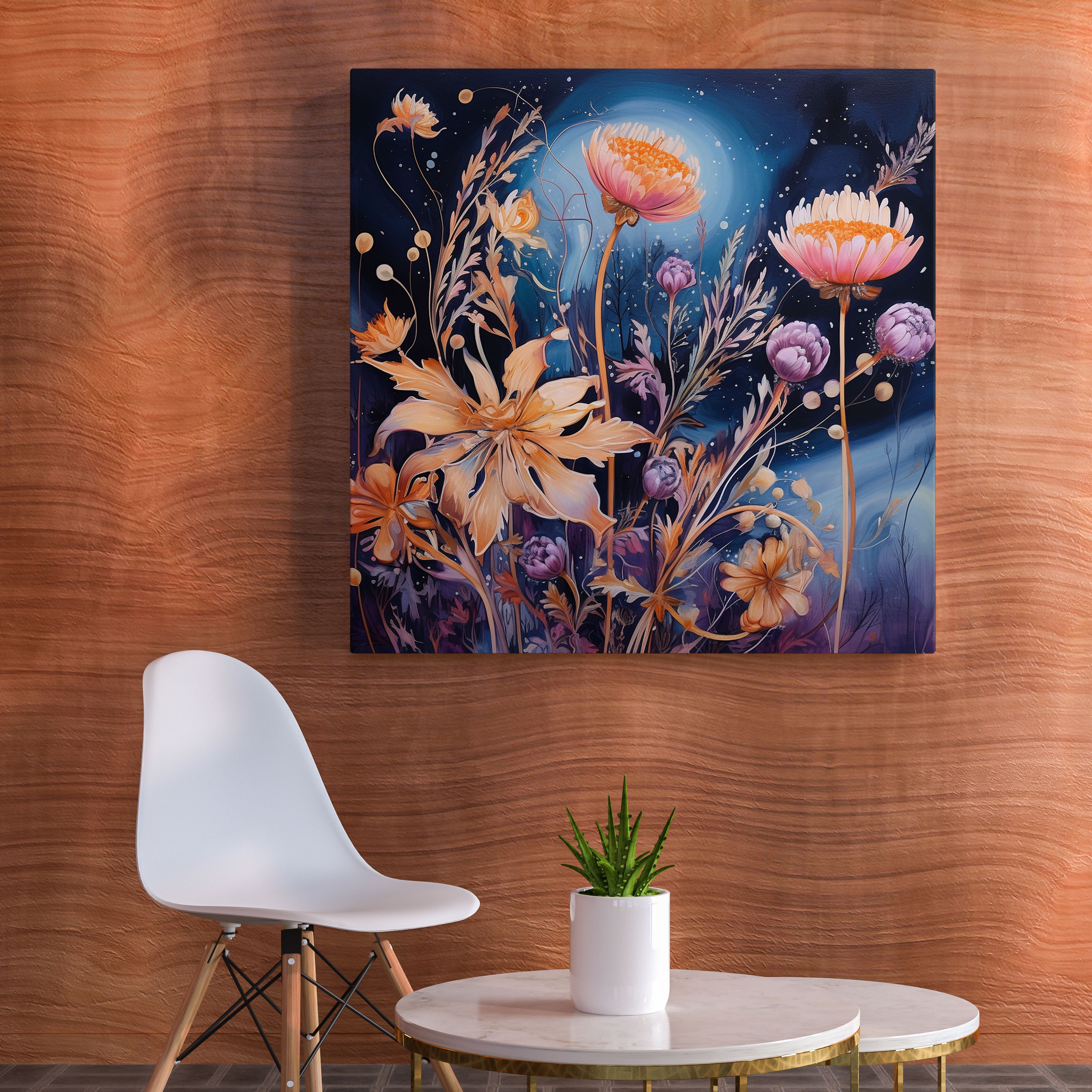 Whimsical Dry Flower Canvas Print - Dry Flower, Whimsical Painting, Dreamy Colors, Home Decoration