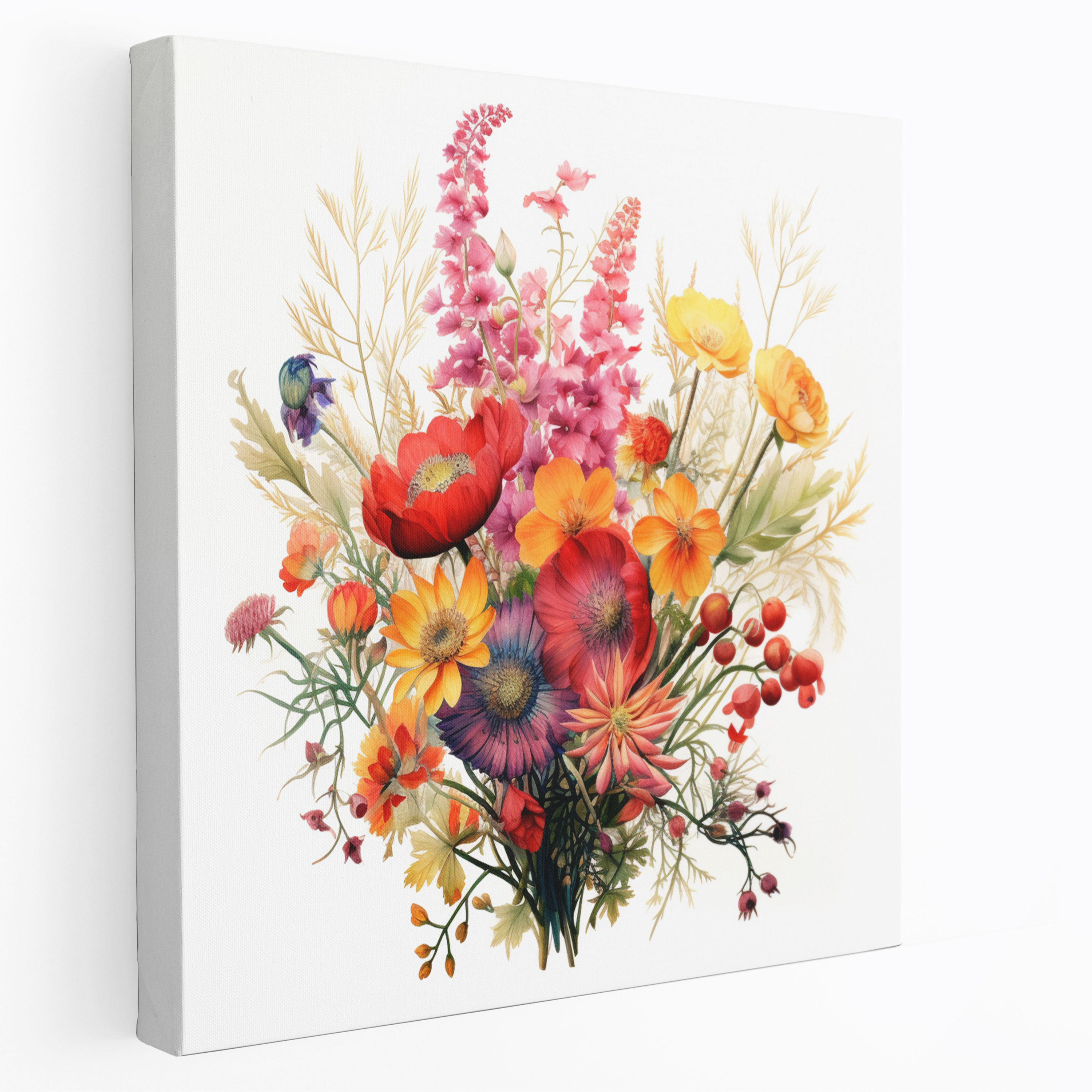 Dry Flower Wall Art - Dry Flower, Wall Art, Botanical Watercolor Illustration, Delicate Arrangement