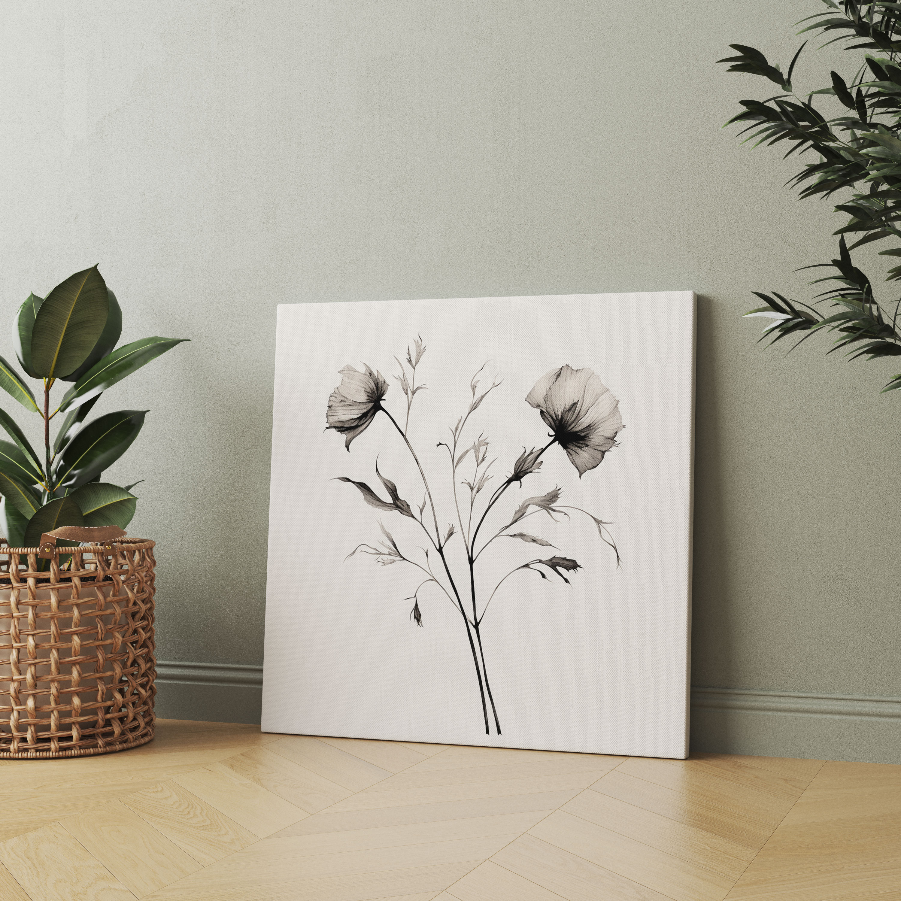 Minimalist Dry Flower Wall Art - Dry Flower, Canvas Wall Art, Canvas, Wall Art