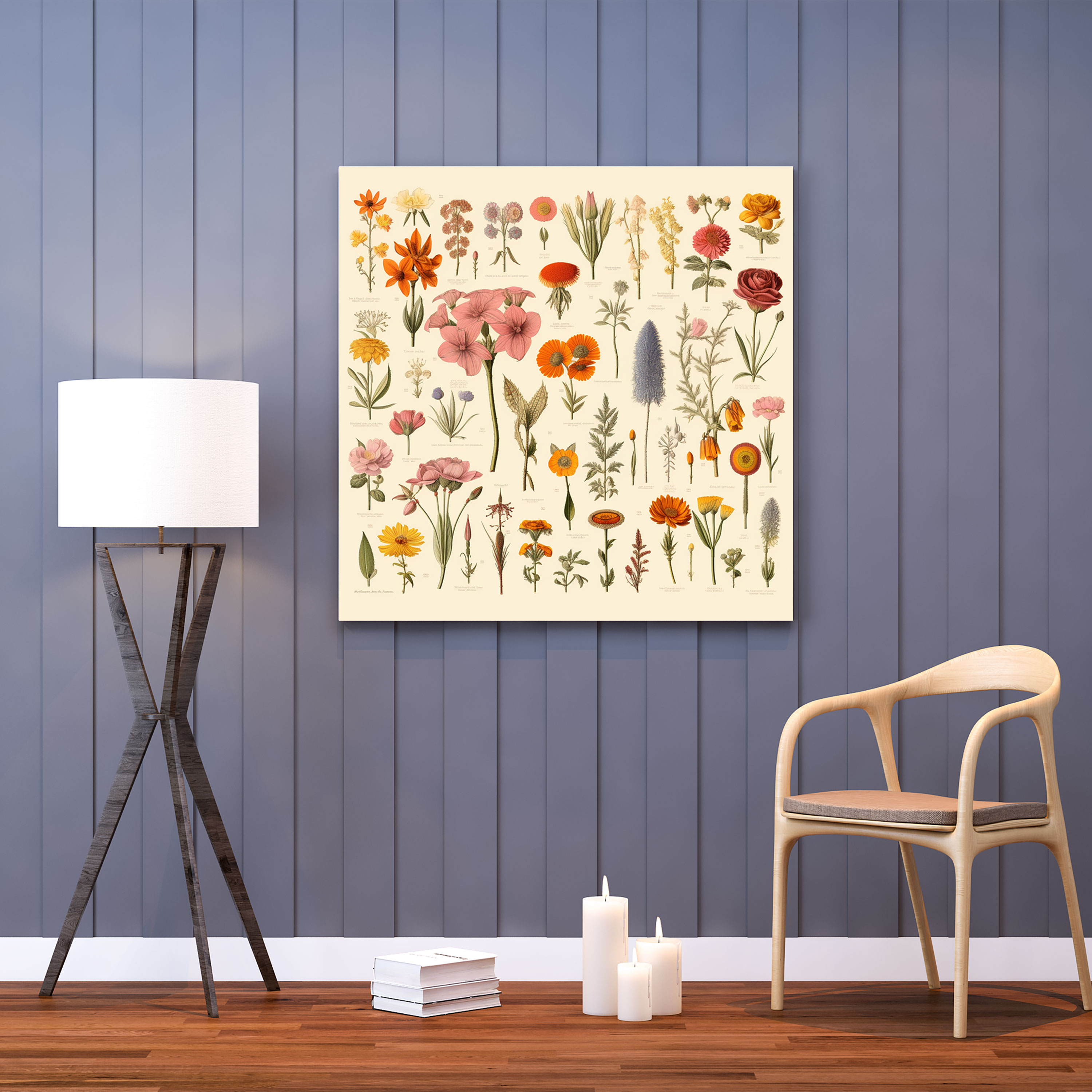 Vintage Dry Flower Canvas Print - Dry Flower, Vintage Botanical Illustration, Wall Art, Canvas