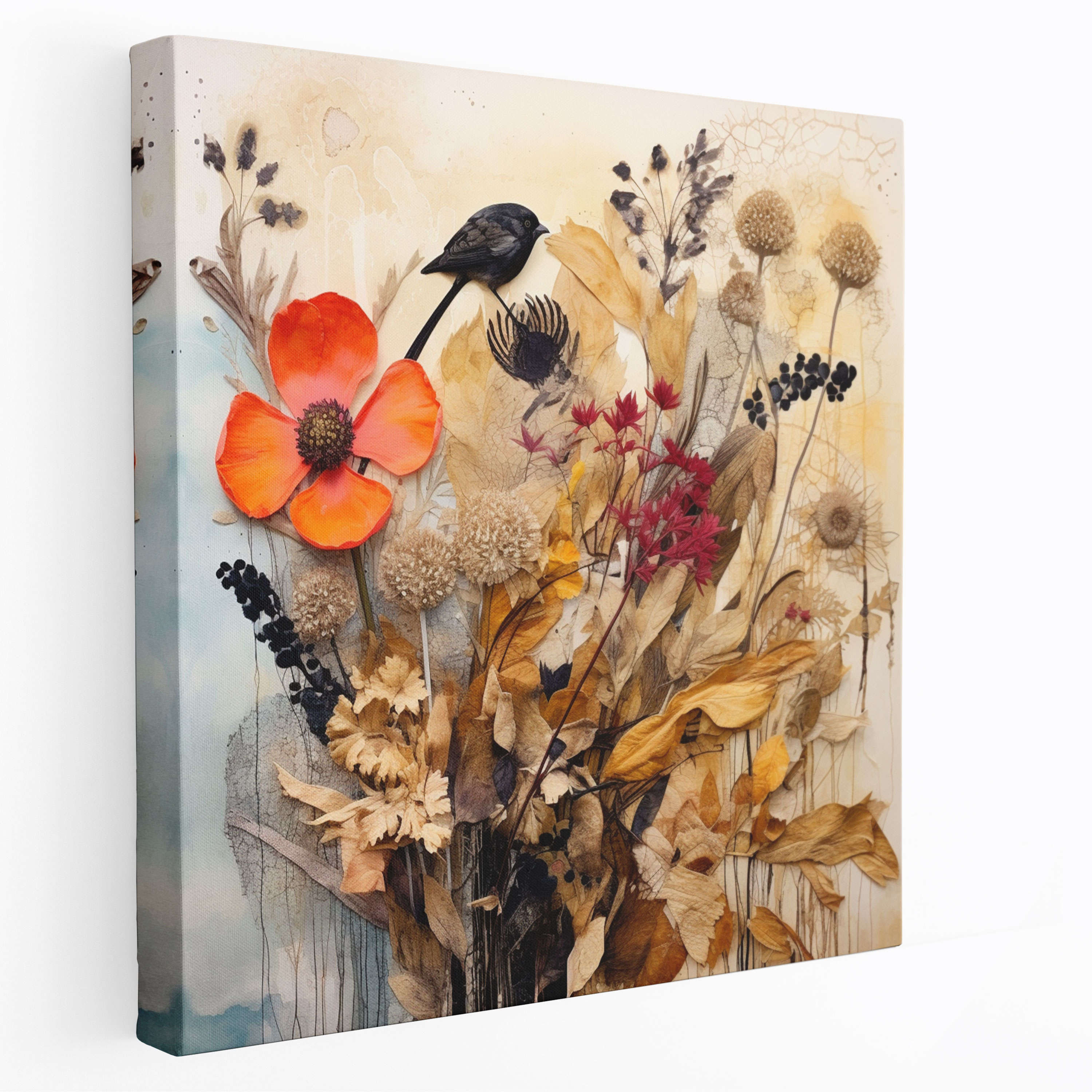 Contemporary Dry Flower Wall Art - Dry Flower, Abstract Elements, Dry Flower, Canvas Wall Art
