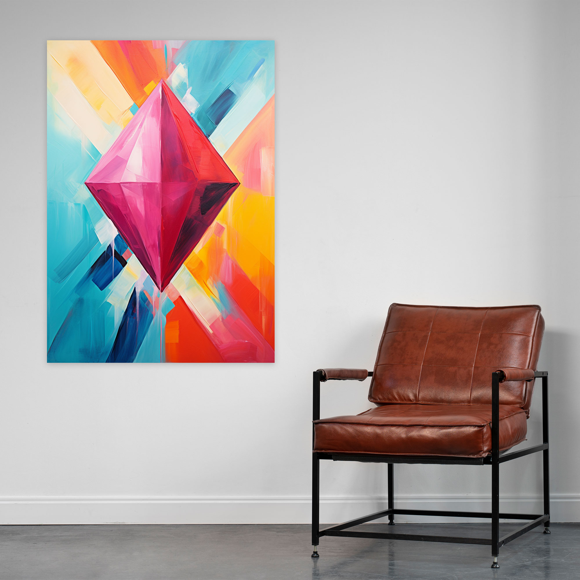 Diamond Canvas Print Wall Art - Diamond, Colorful Abstract Painting, Wall Decoration, Diamond