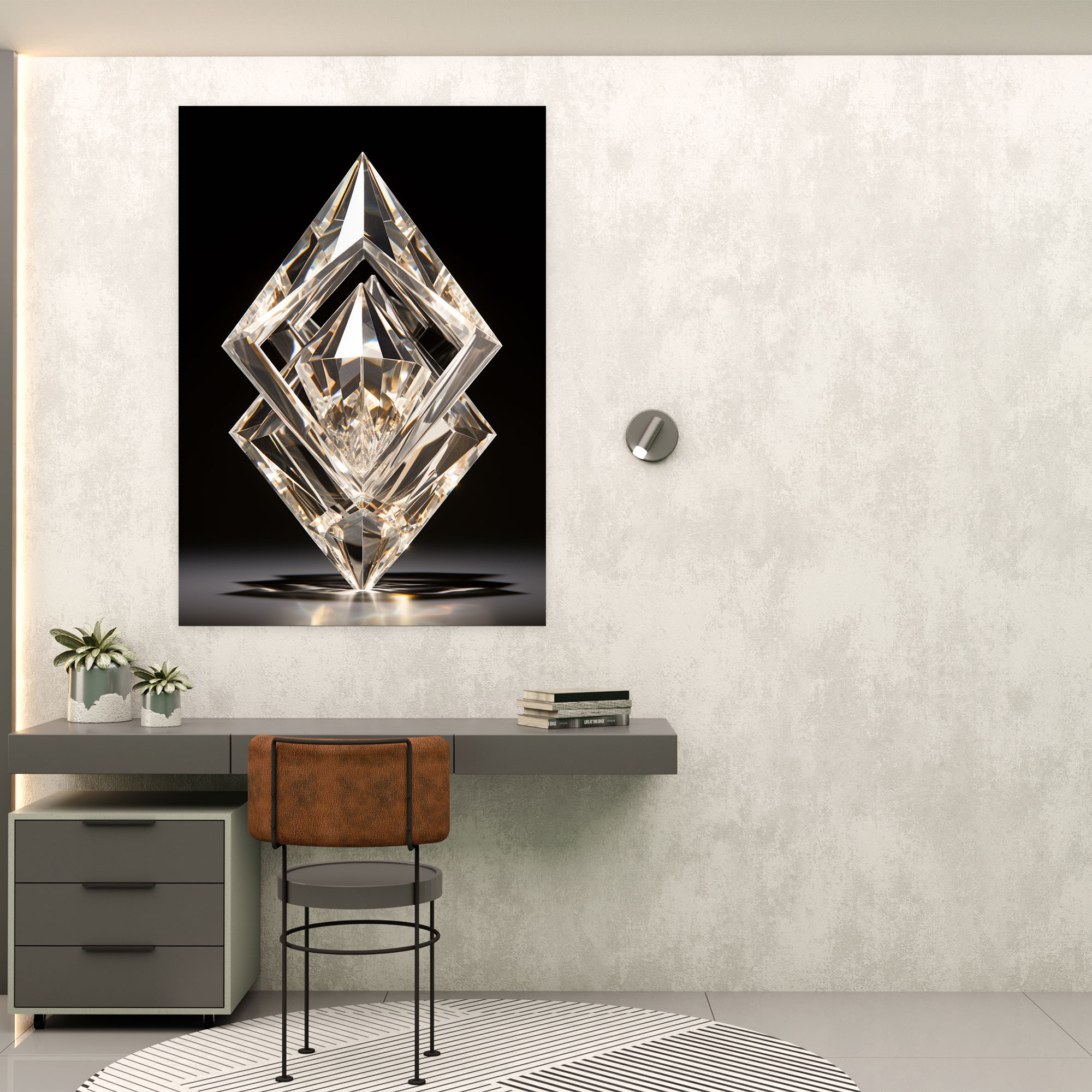 Lustrous Diamond Sculpture Wall Decoration - Diamond, Wall Art, Sculpture, Home Decoration