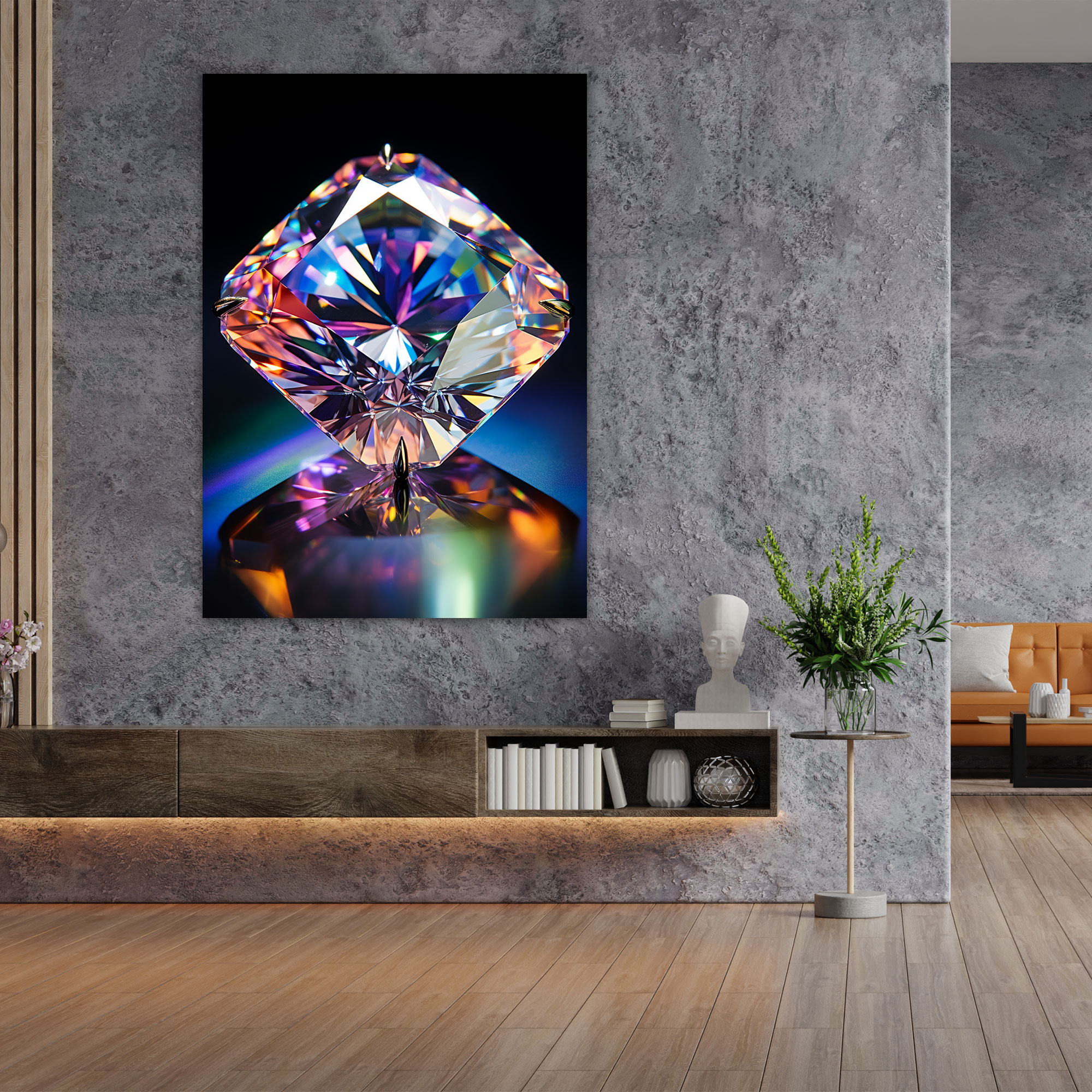Radiant Diamond Canvas Print - Diamond, Dazzling Colors, Wall Art, Diamond