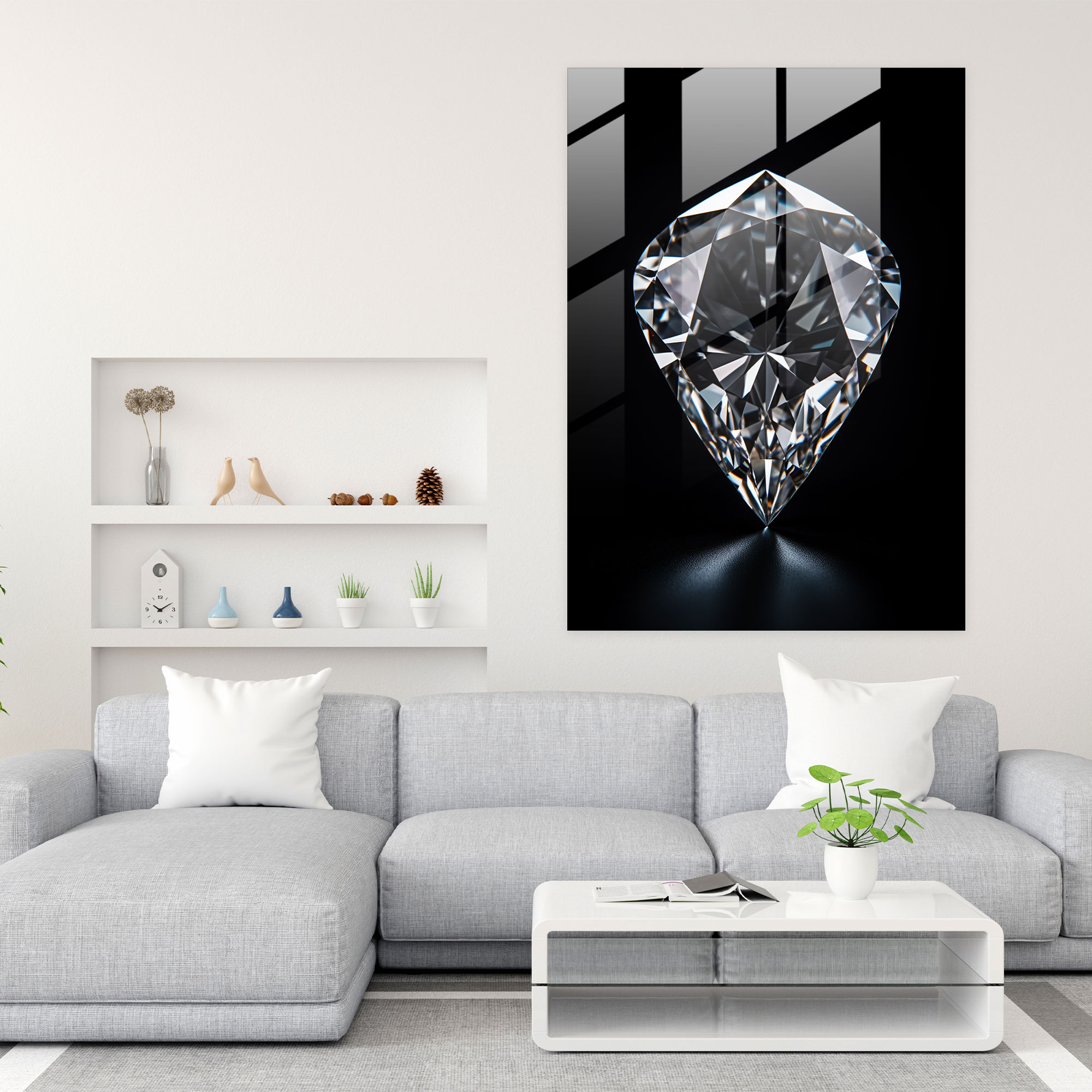 Flawless Diamond Glass Wall Art - Diamond, Home Decoration, Wall Decoration, Diamond