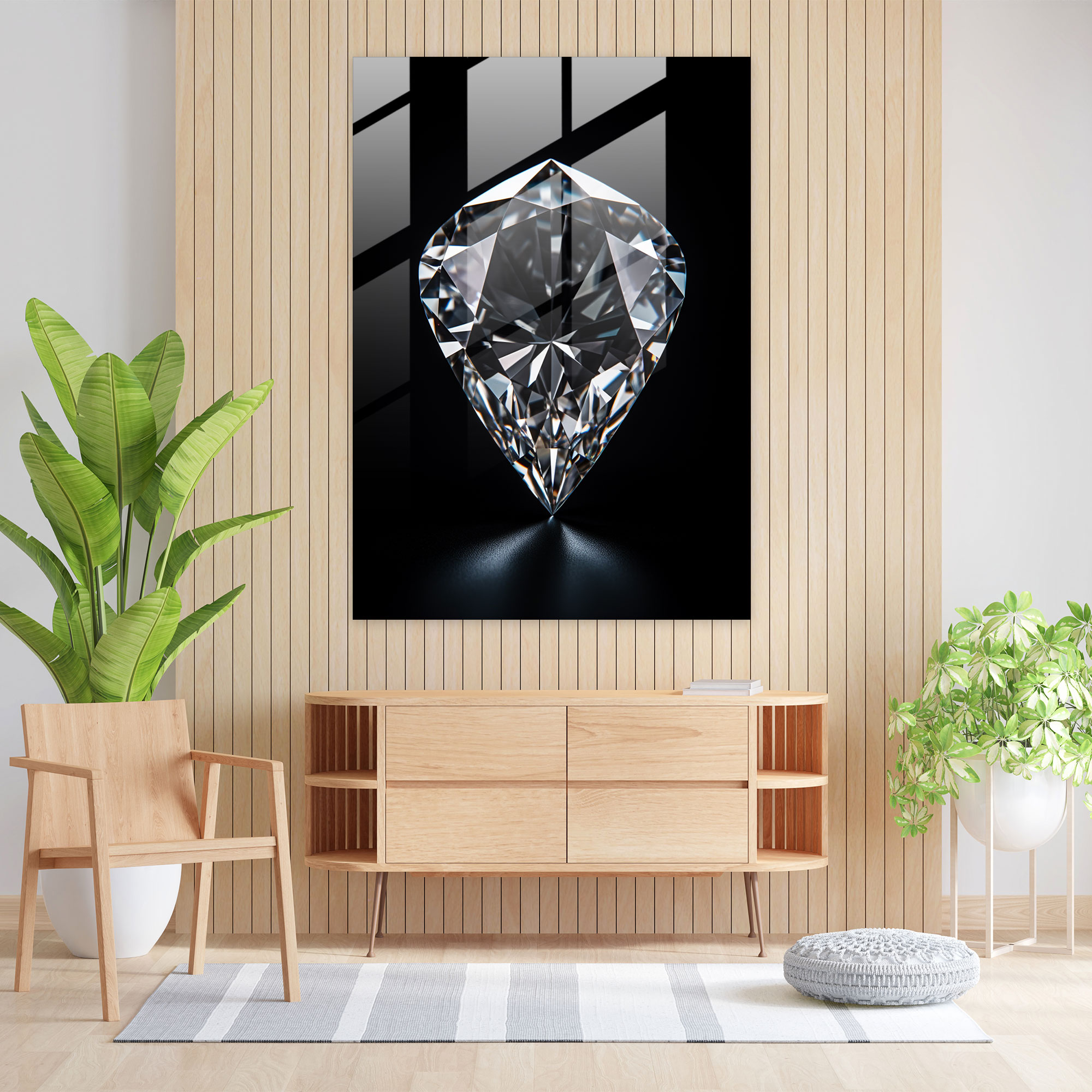 Flawless Diamond Glass Wall Art - Diamond, Home Decoration, Wall Decoration, Diamond