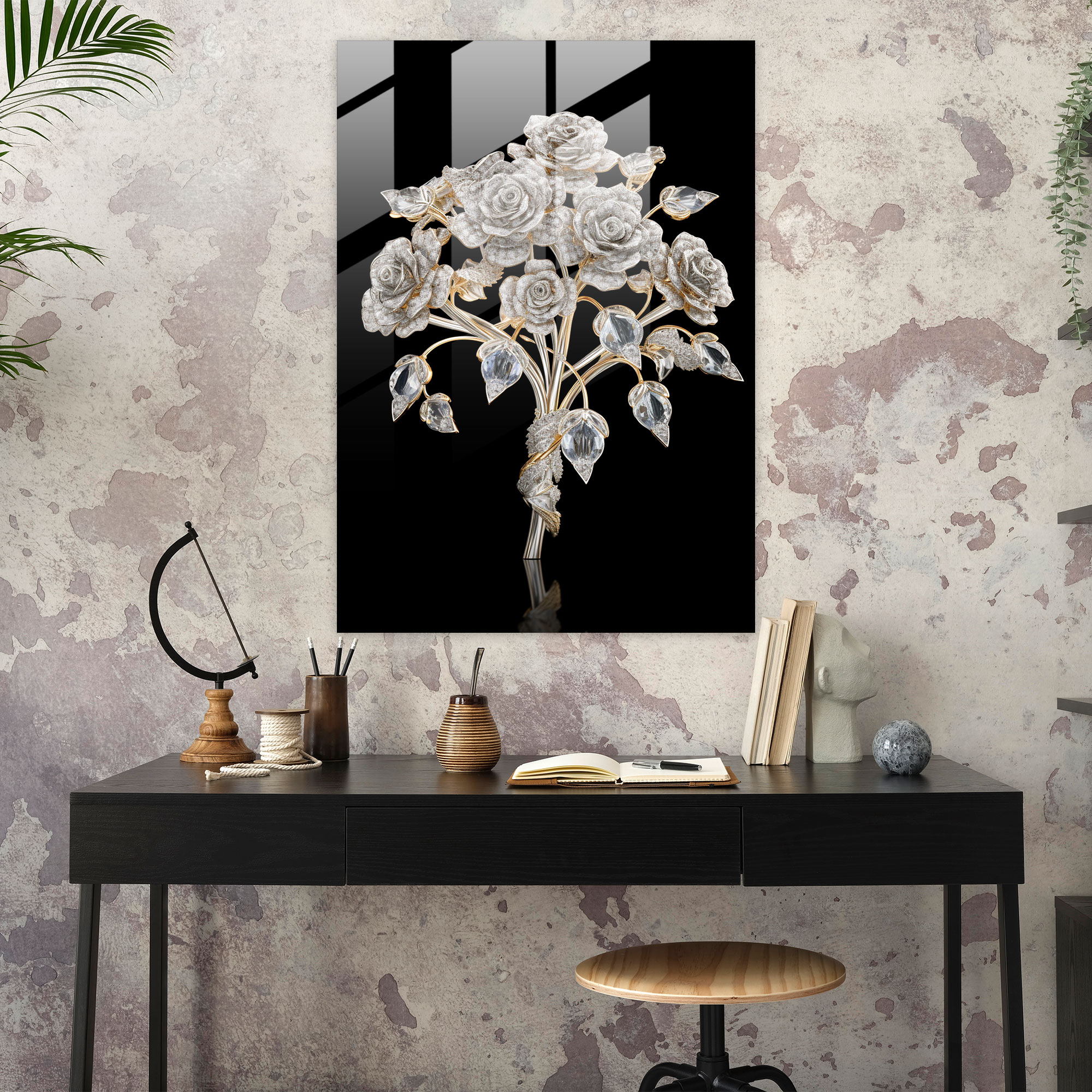 Diamond Bouquet Glass Print - Diamond, Glass Art, Glass Print, Diamond