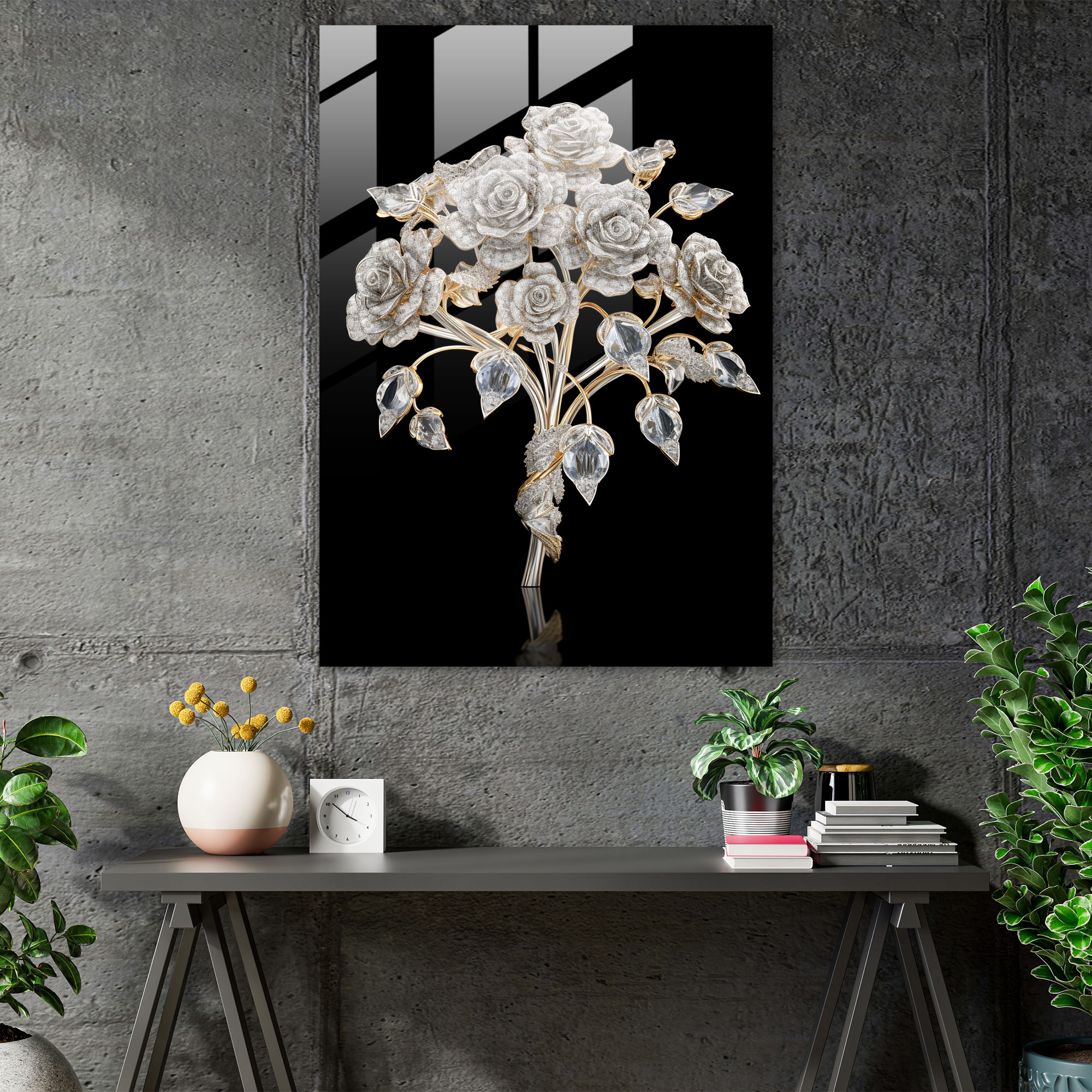 Diamond Bouquet Glass Print - Diamond, Glass Art, Glass Print, Diamond