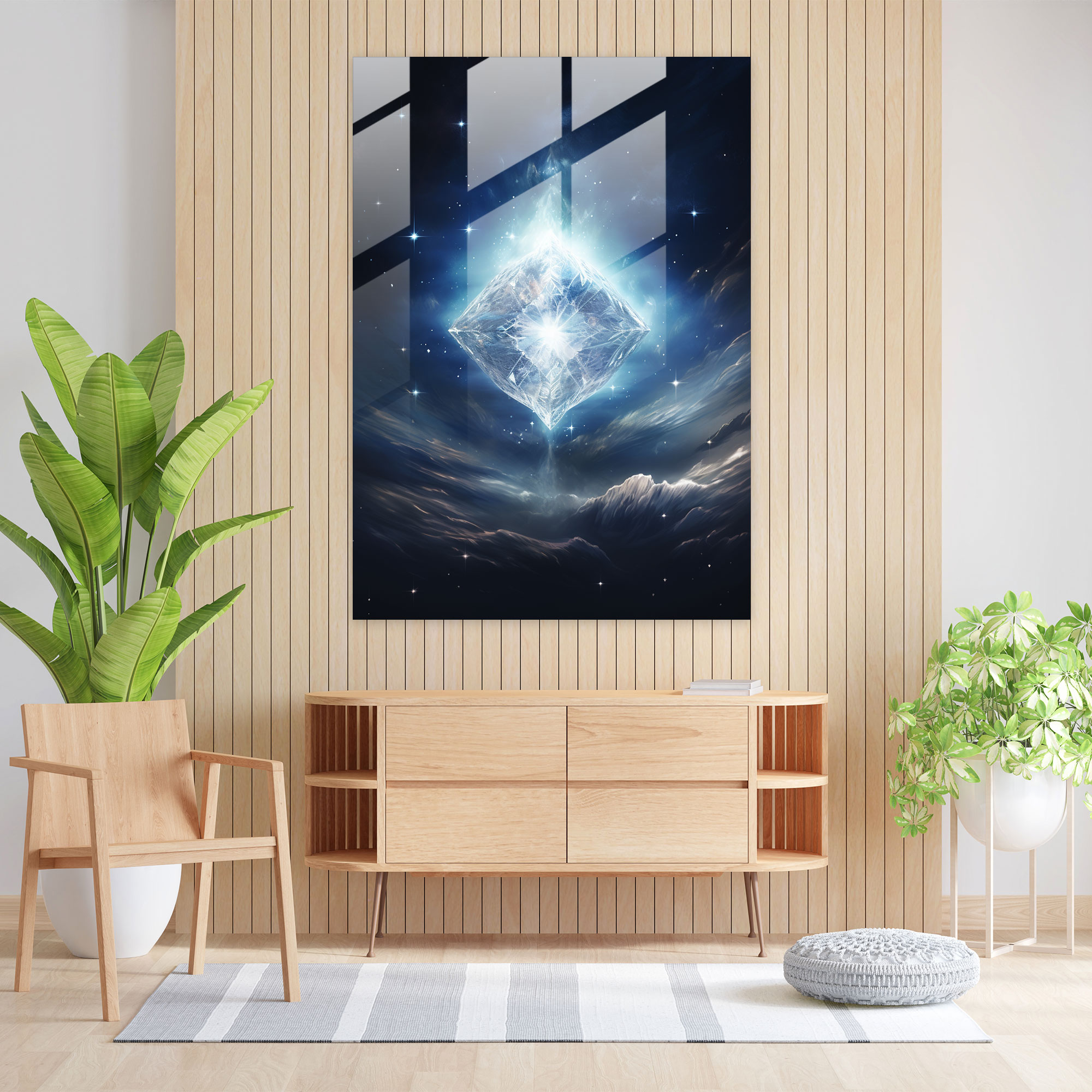 Diamond Decorative Glass Print - Diamond, Glass Print, Home Decoration, Diamond