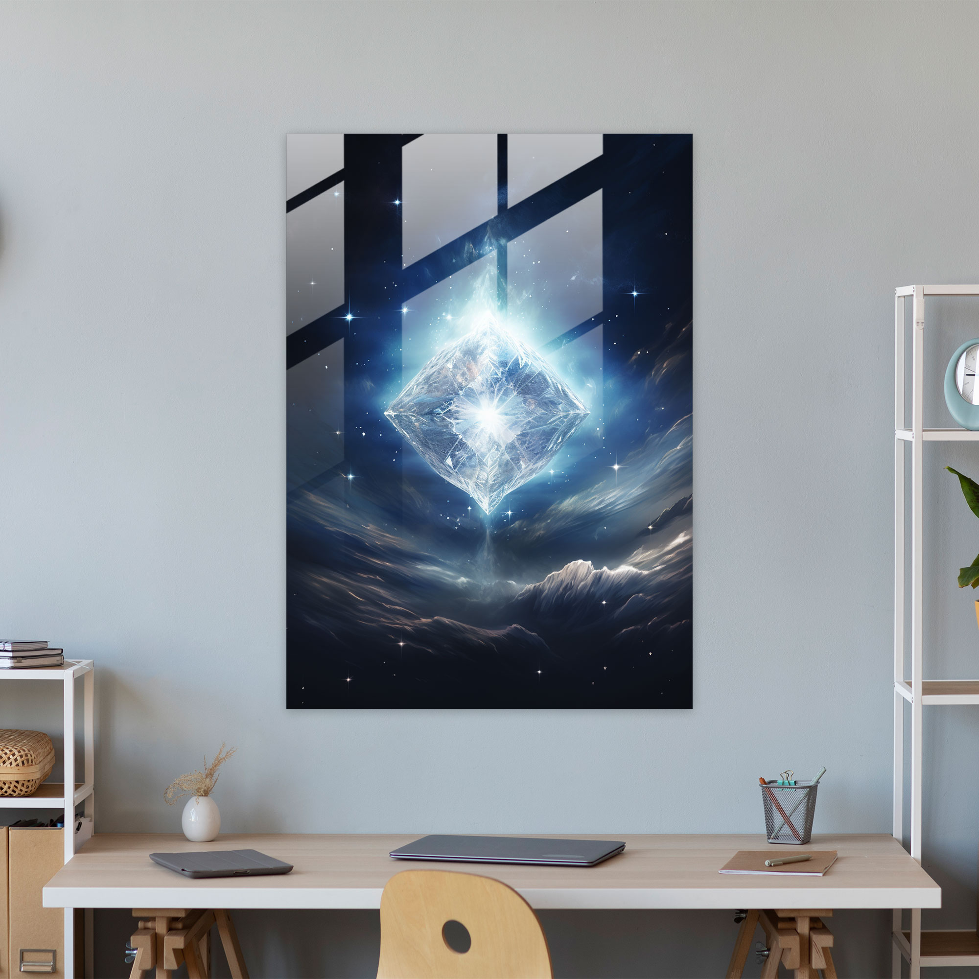 Diamond Decorative Glass Print - Diamond, Glass Print, Home Decoration, Diamond