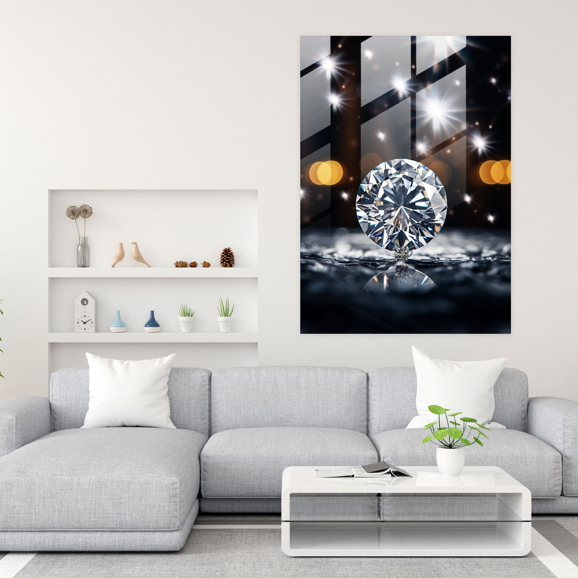 Diamond Glass Print - Diamond, Brilliance, Diamond, Modern Art