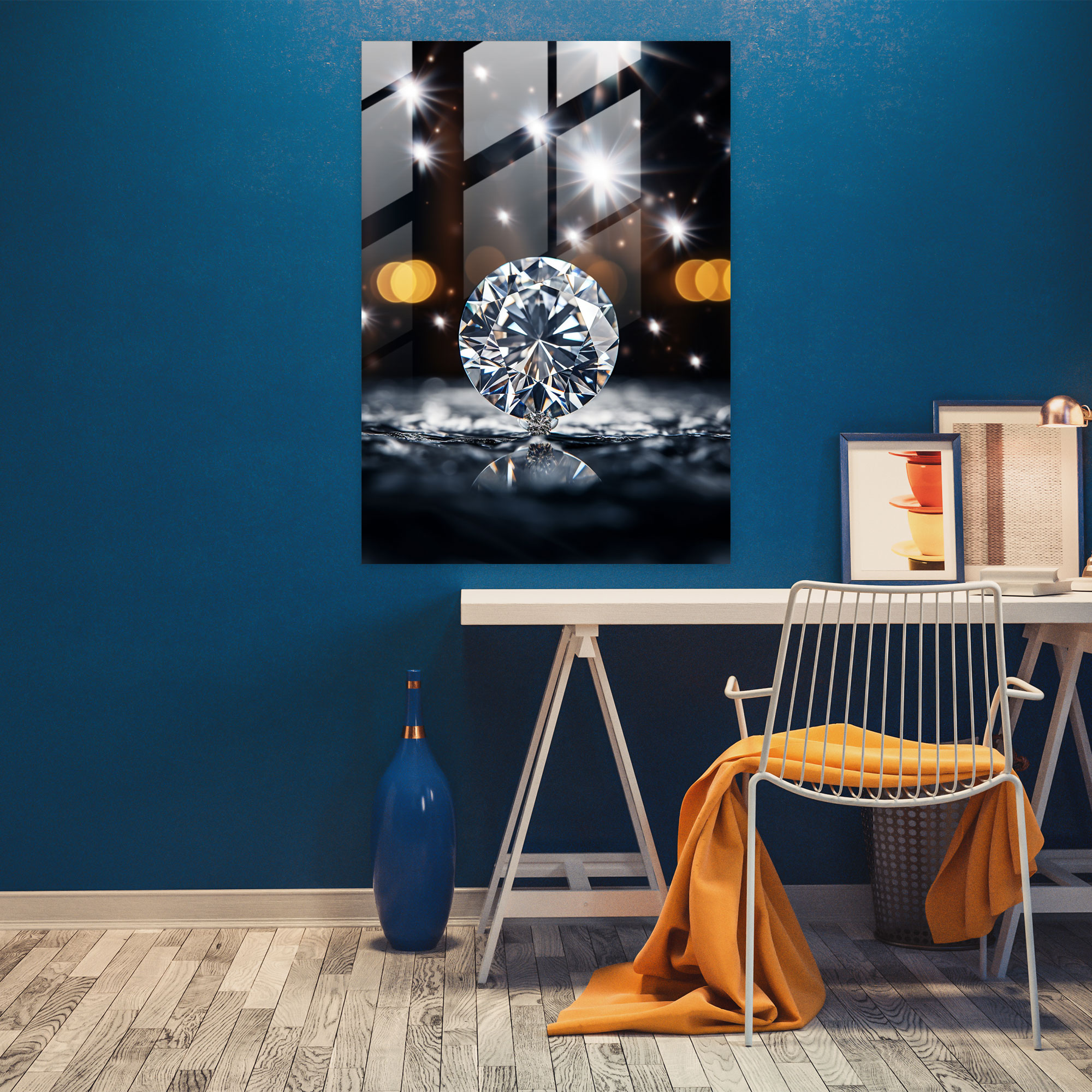 Diamond Glass Print - Diamond, Brilliance, Diamond, Modern Art