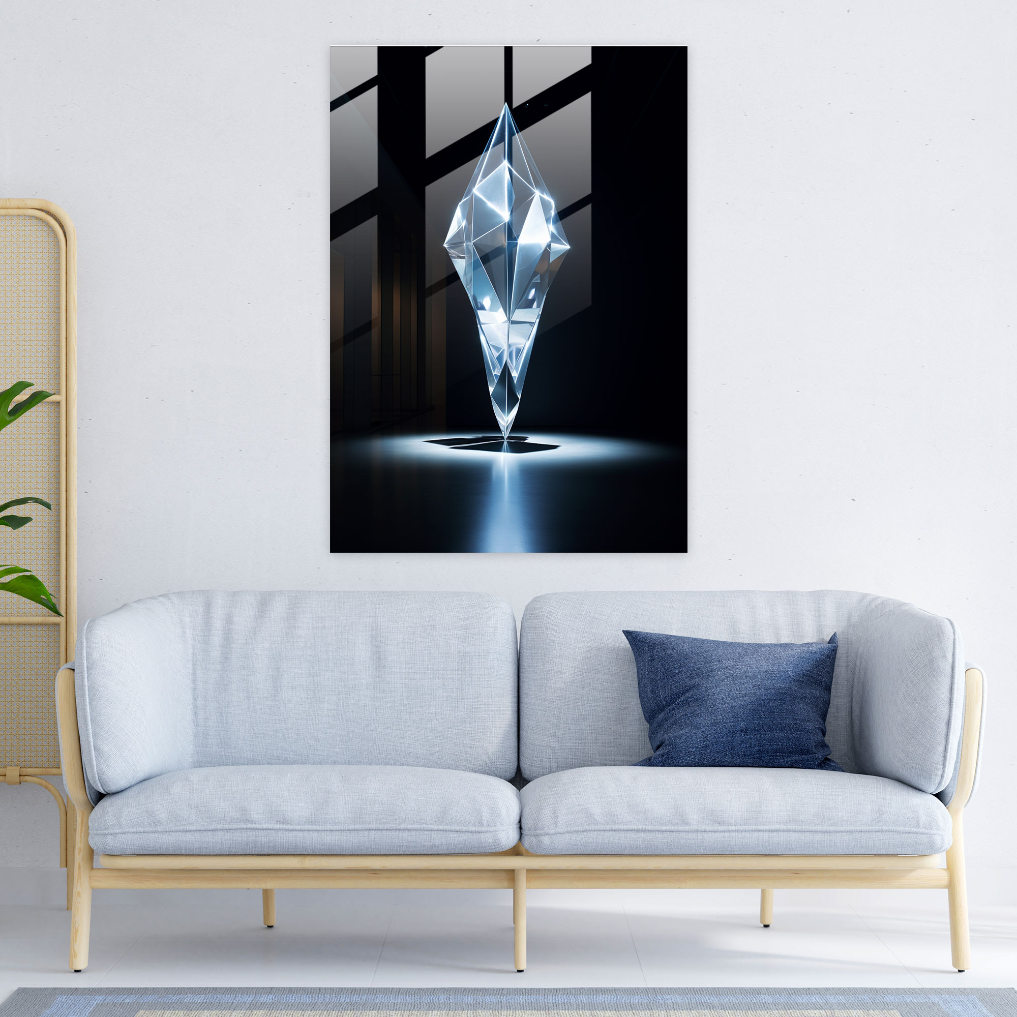 Diamond Sculpture Glass Print - Diamond, Wall Decoration, Sophistication, Futuristic