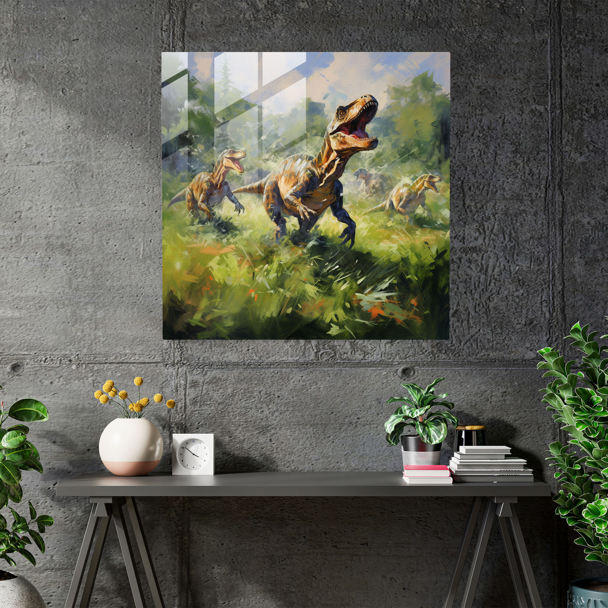 Glasbild Dinoscape Impressionista