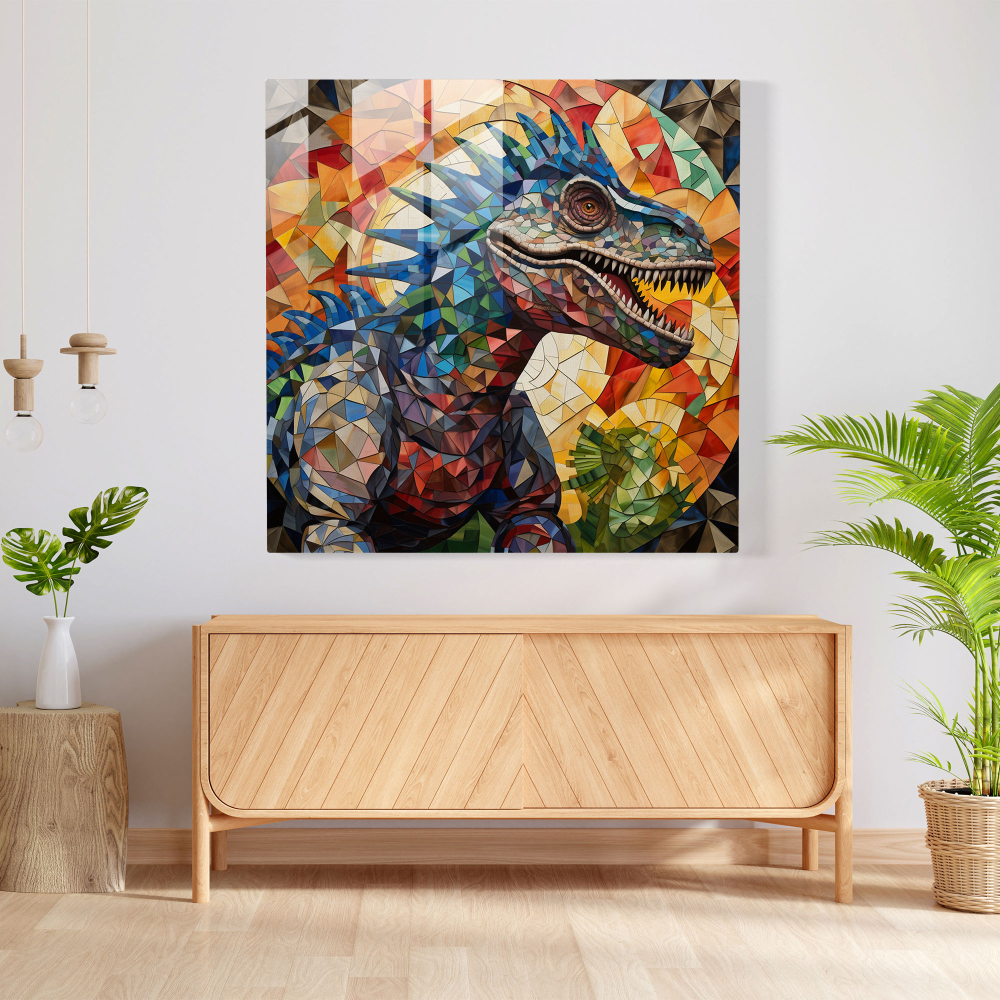 Geometrosaur Glass Print