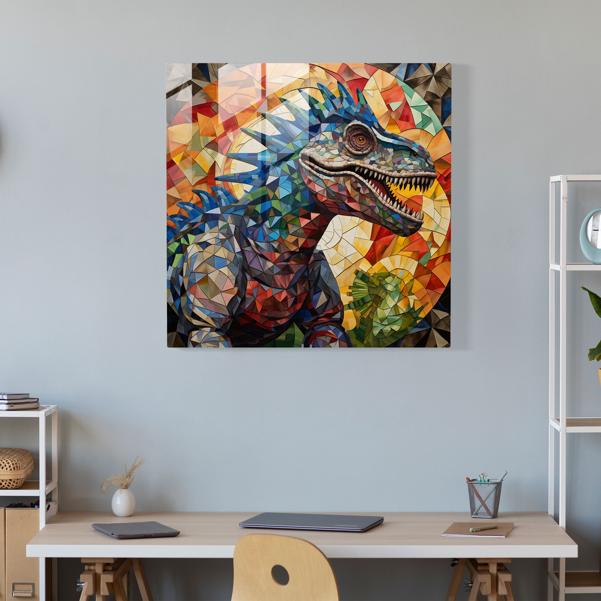 Geometrosaur Glass Print
