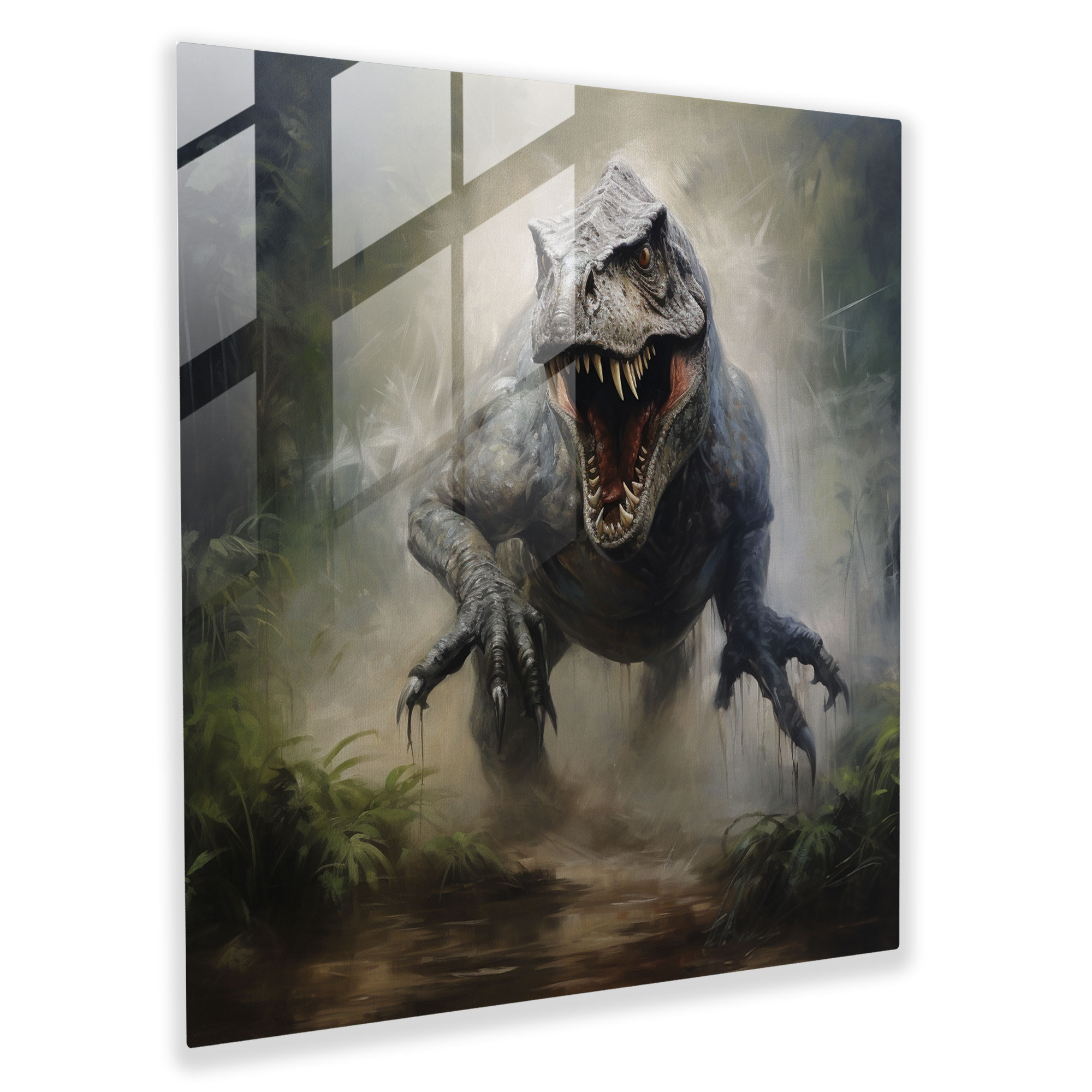 Majestic Realism Glass Print - Misty Swamp Encounter - Home Decoration